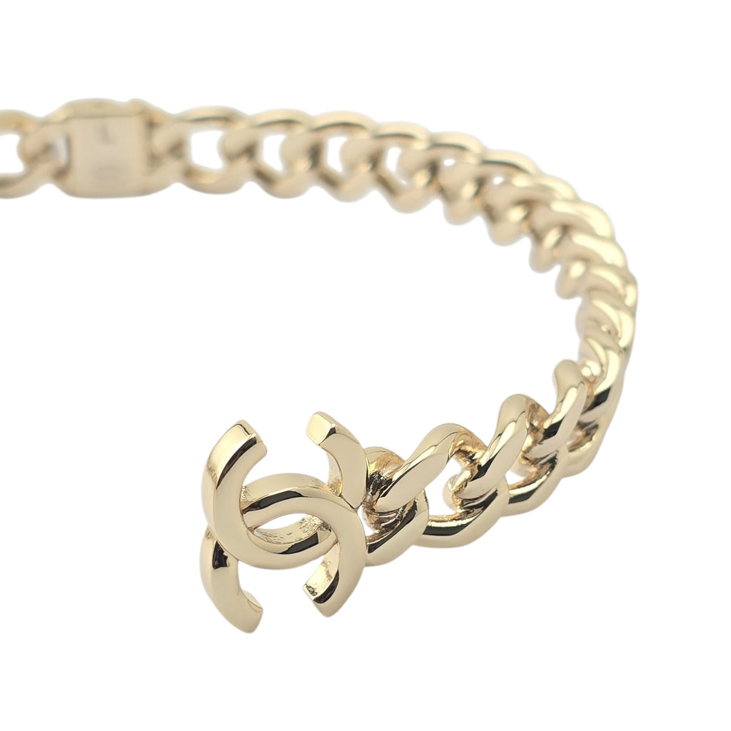Chanel CC Metal Chain Link Choker Gold Necklace L 2022 CHANEL