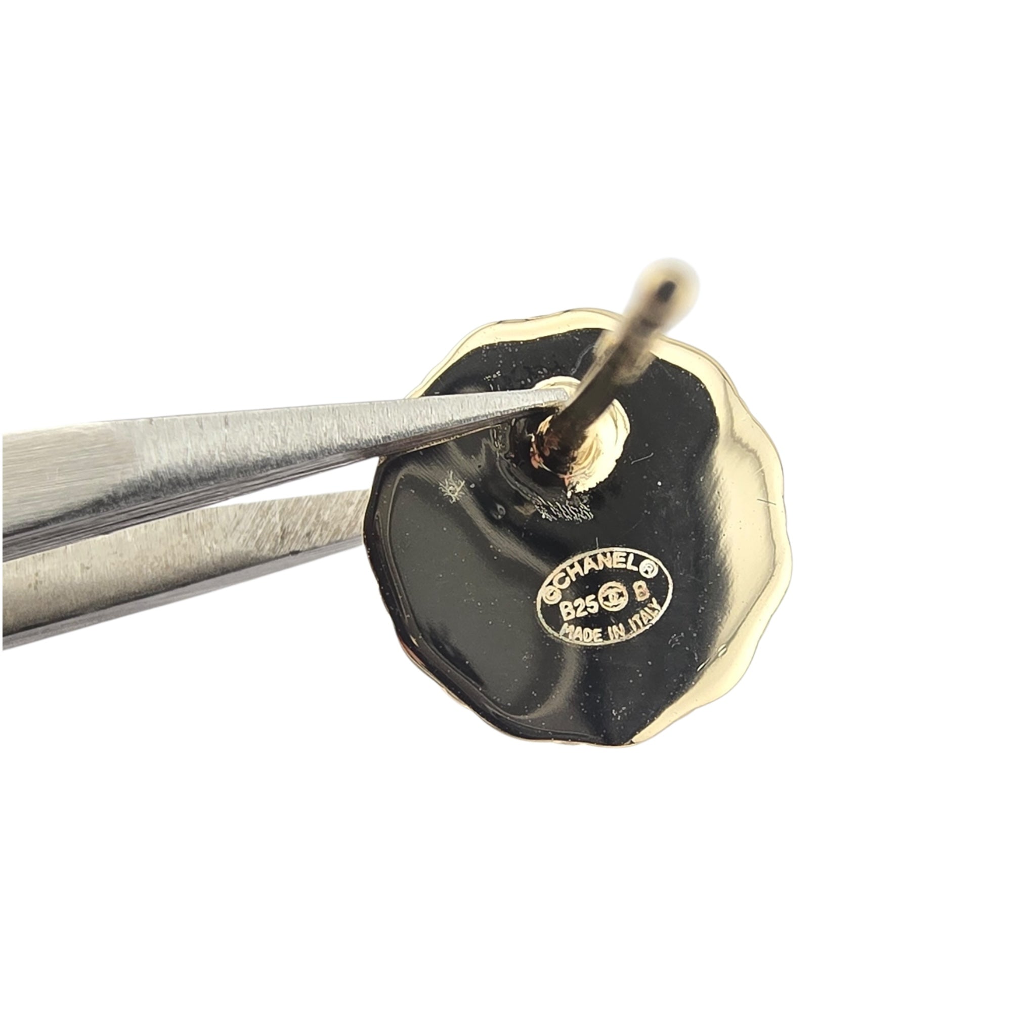 Chanel CC Stud Gold Pink Round Earrings B25 CHANEL