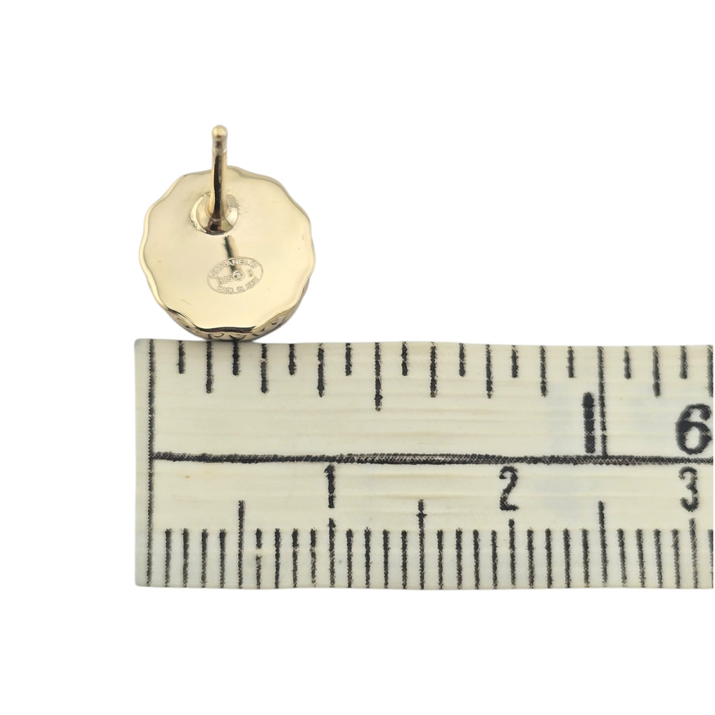 Chanel CC Stud Gold Black Round Earrings B25 CHANEL