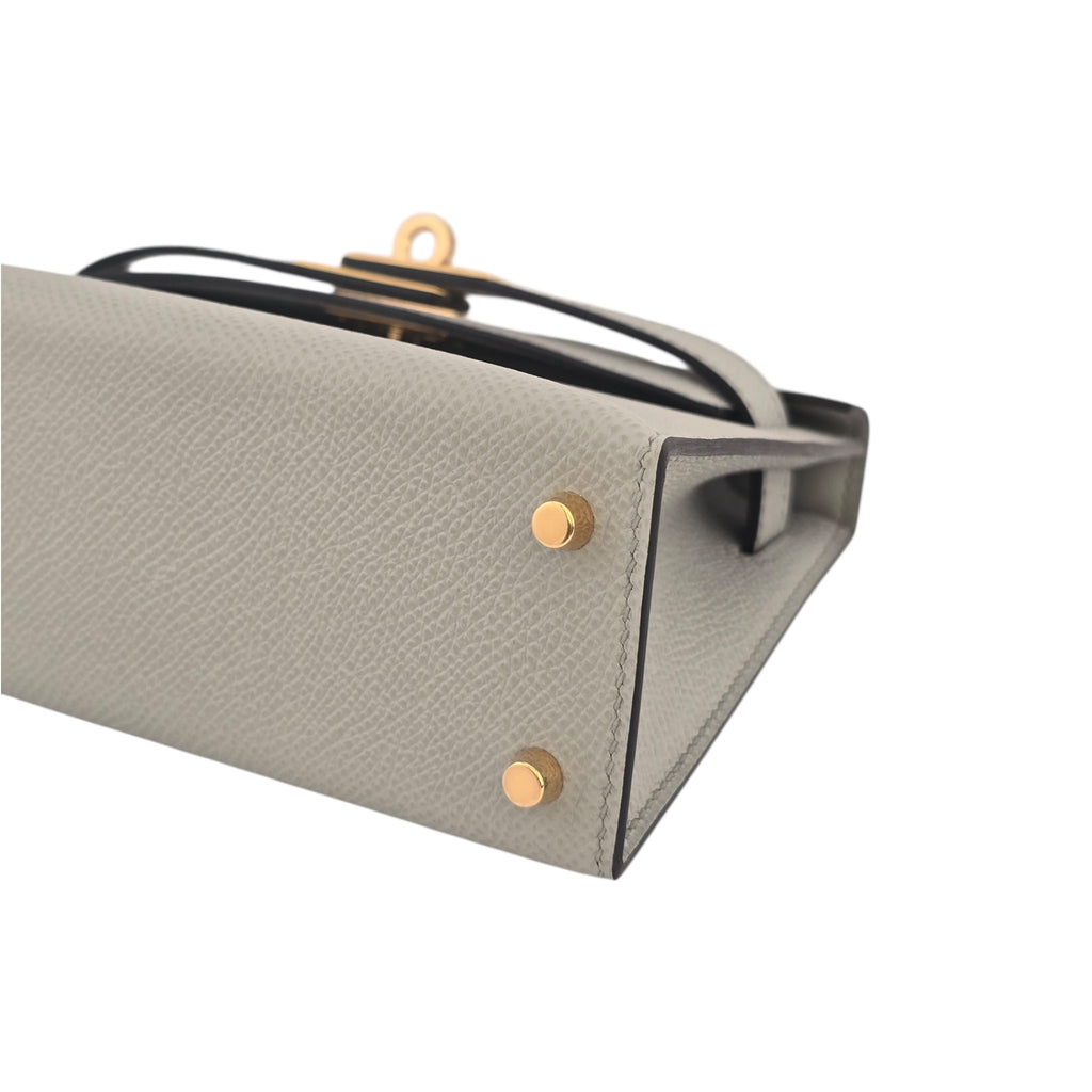 Hermes Mini Kelly II Epsom Bleu Glacier Gold Hardware HERMES