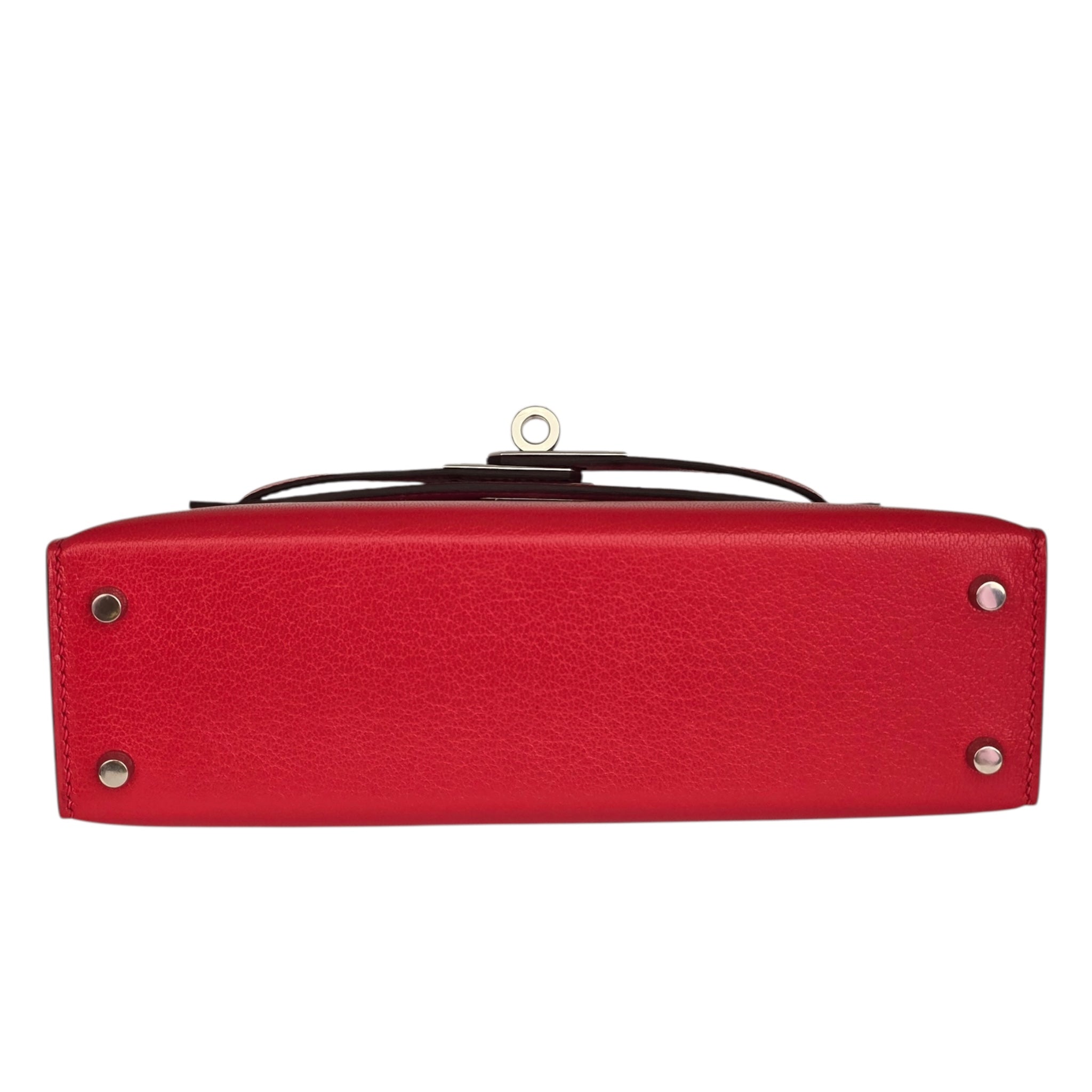 Hermes Mini Kelly II Rouge De Coeur Chèvre Chamkila Palladium Hardware HERMES