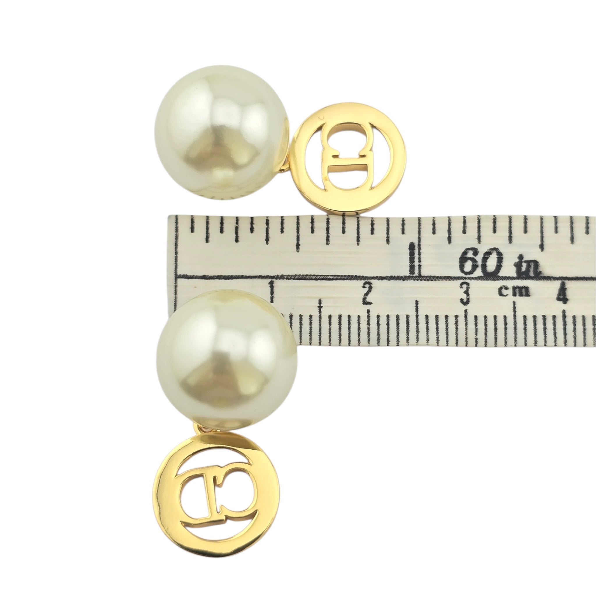 Christian Dior Tribales Gold Finish Pearl CD Earrings DIOR
