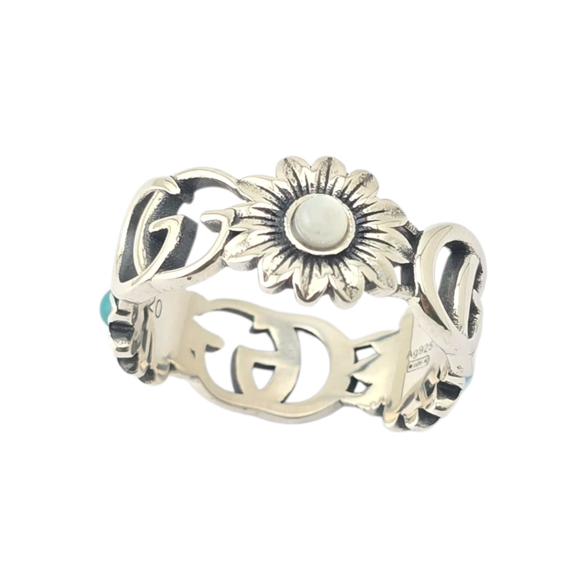 GUCCI GG Marmont Mother of Pearl Silver Ring GUCCI