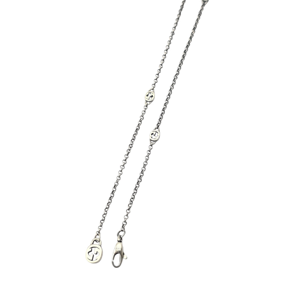 GUCCI Interlocking G Flower Sterling Silver Necklace GUCCI