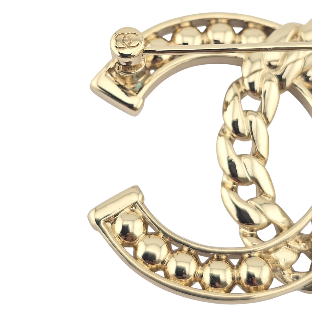 Chanel CC Gold Crystal Brooch 2024 CHANEL