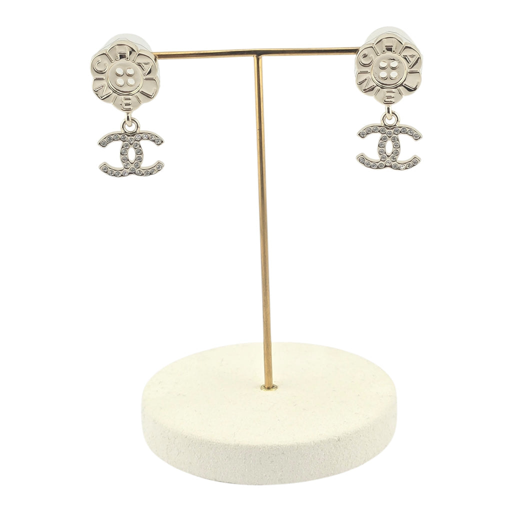 Chanel CC Camellia Drop Gold Earrings 2025 CHANEL
