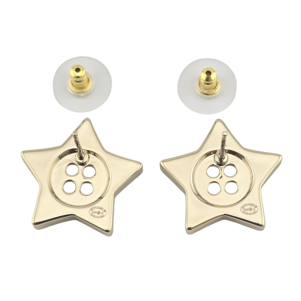 Chanel Logo Star Button Gold Earrings 2025 CHANEL