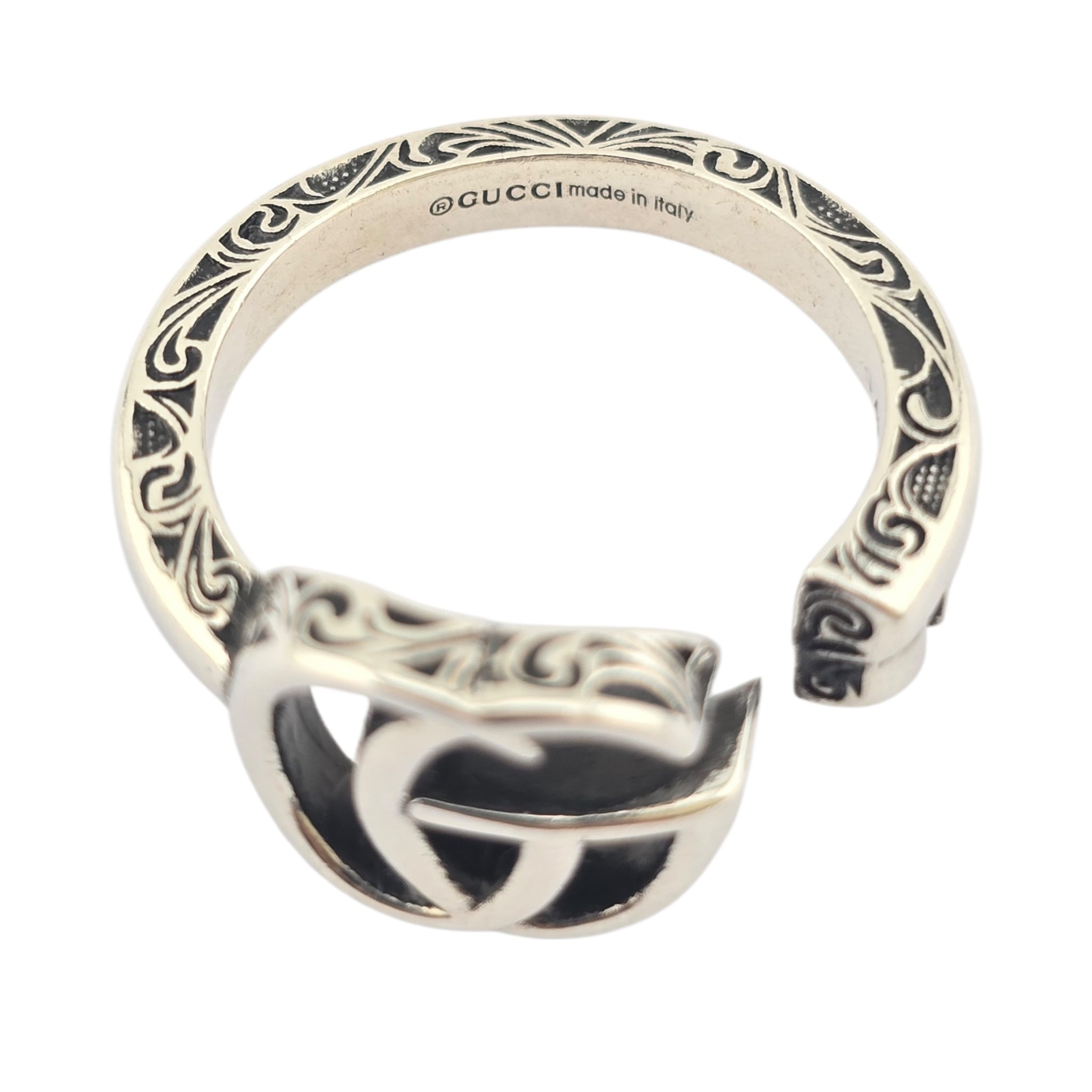 GUCCI GG Marmont Key Motif Silver Ring GUCCI