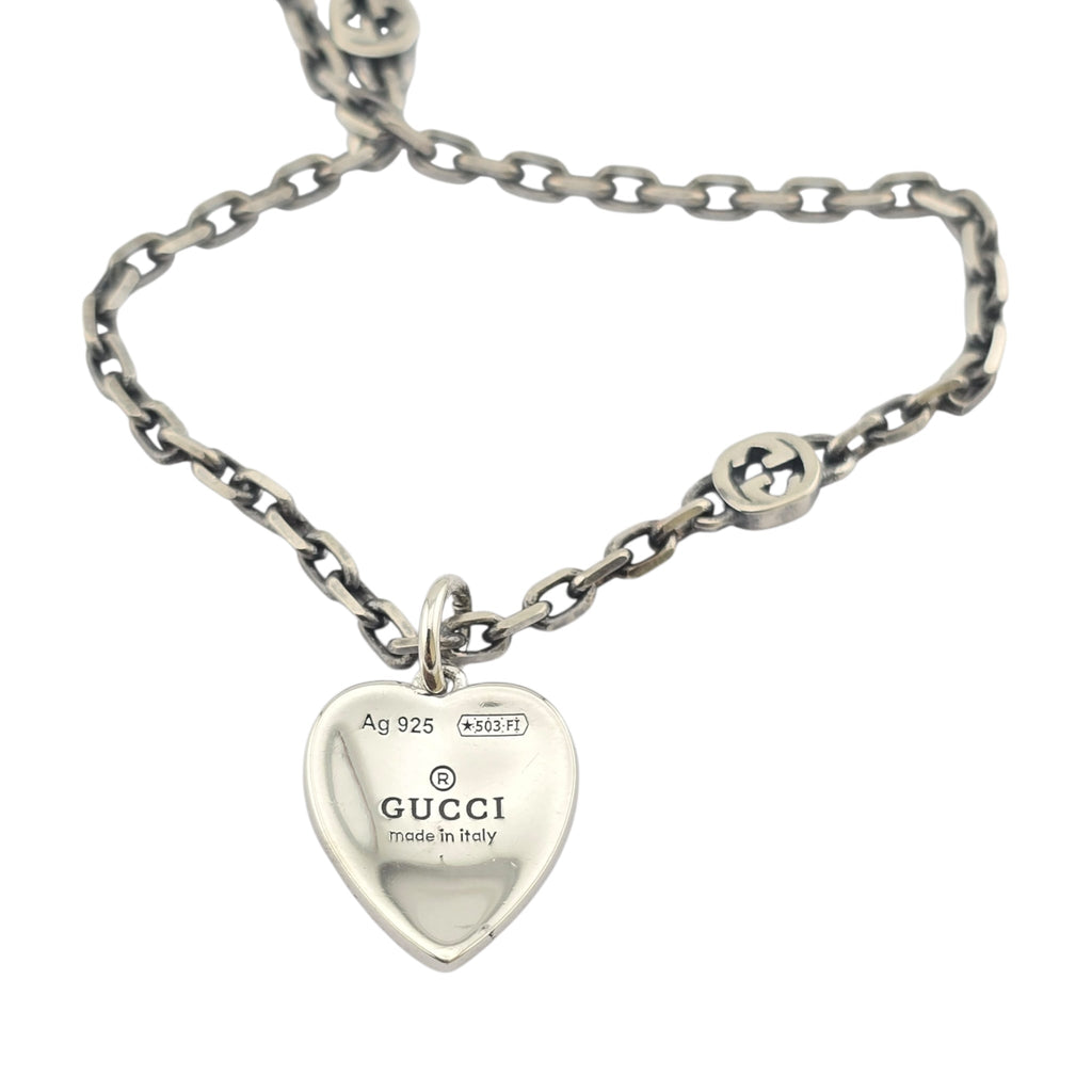 GUCCI Heart Interlocking G Silver Necklace GUCCI