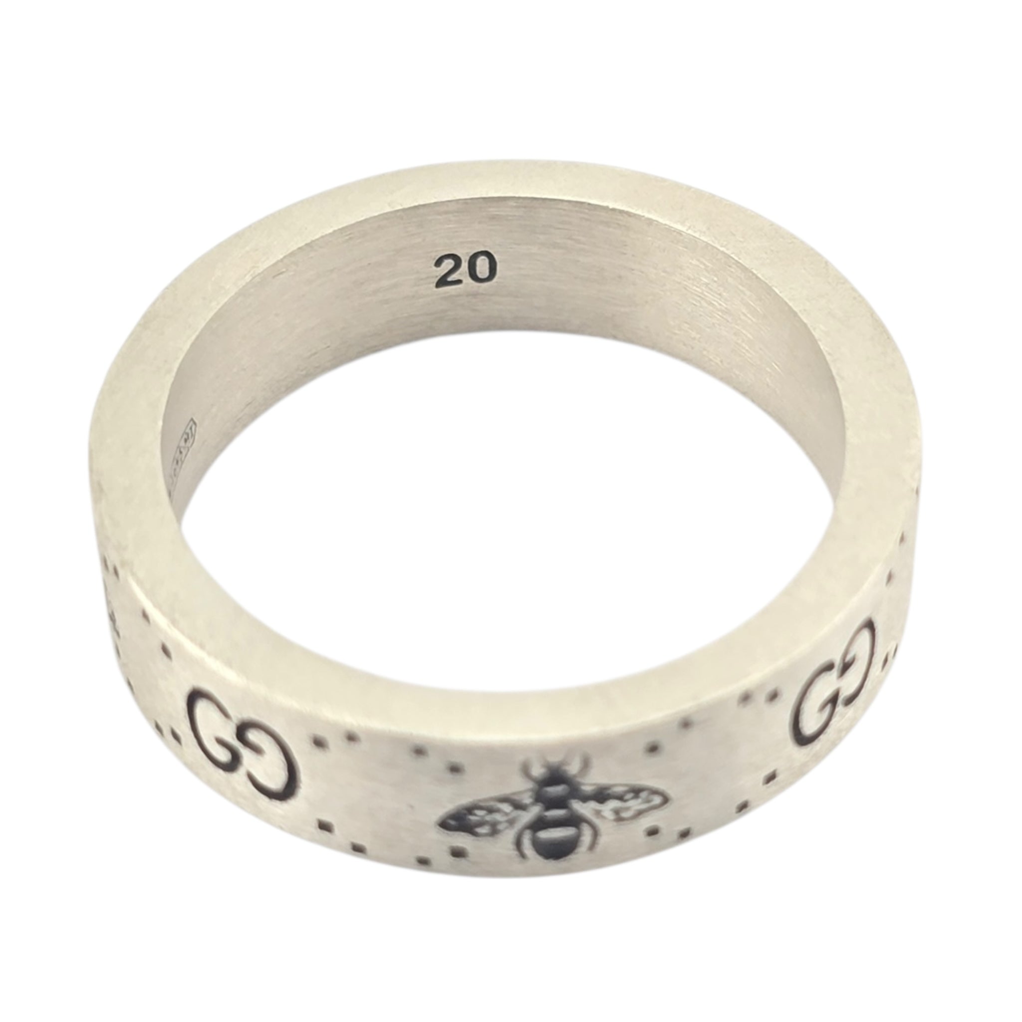 GUCCI GG Bee Motif 6mm Sterling Silver Ring GUCCI
