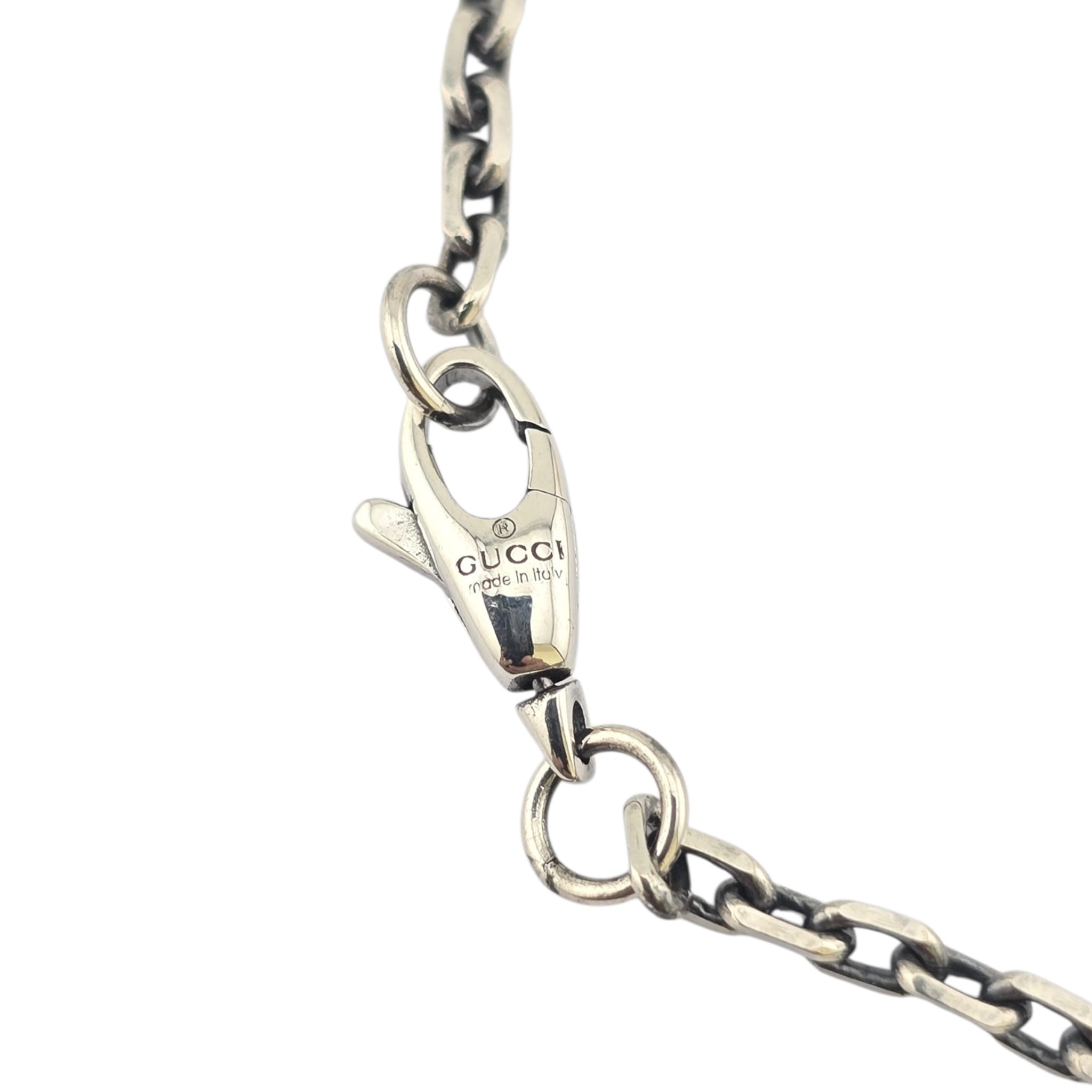 GUCCI Interlocking G Red Heart Silver Necklace GUCCI