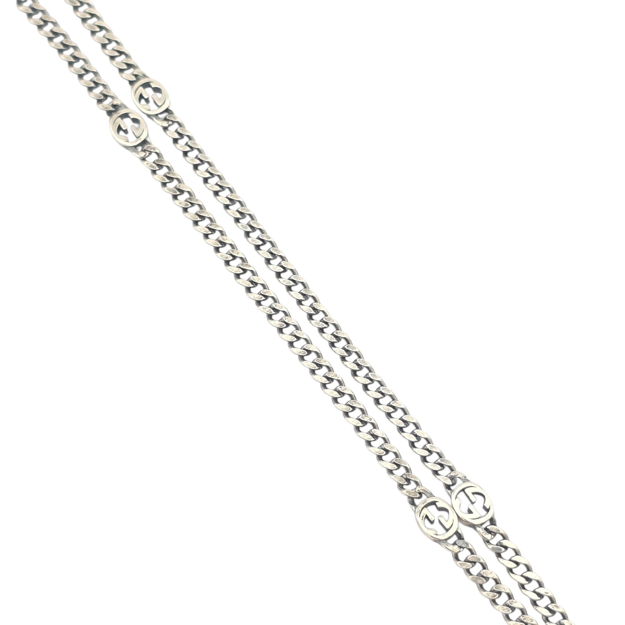 GUCCI GG Interlocking Silver Necklace 50cm GUCCI