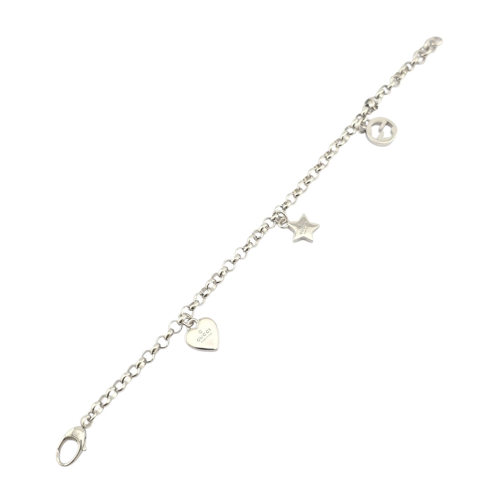 GUCCI GG Trademark Sterling Silver Charm Bracelet GUCCI