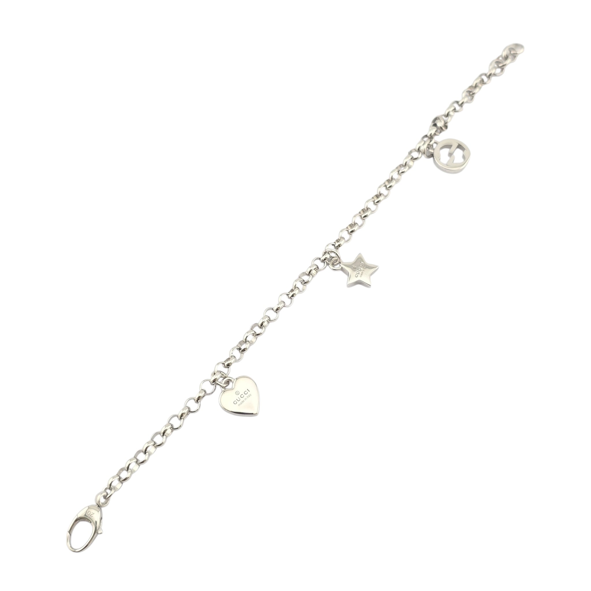 GUCCI GG Trademark Sterling Silver Charm Bracelet GUCCI