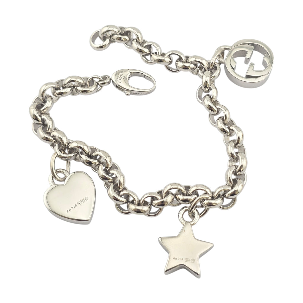 GUCCI Trademark GG Sterling Silver Charm Bracelet GUCCI