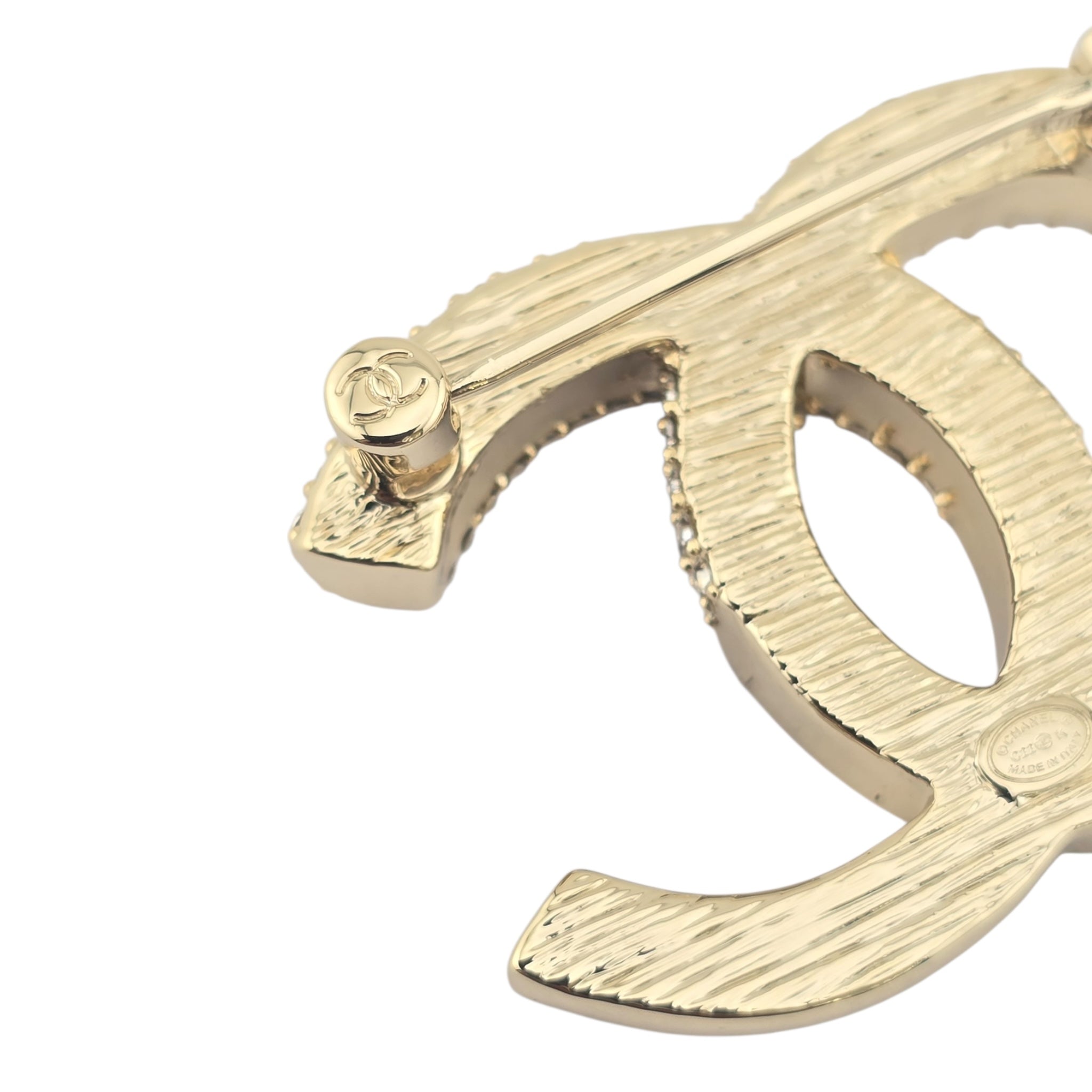 Chanel CC Gold Crystal Brooch 2022 CHANEL