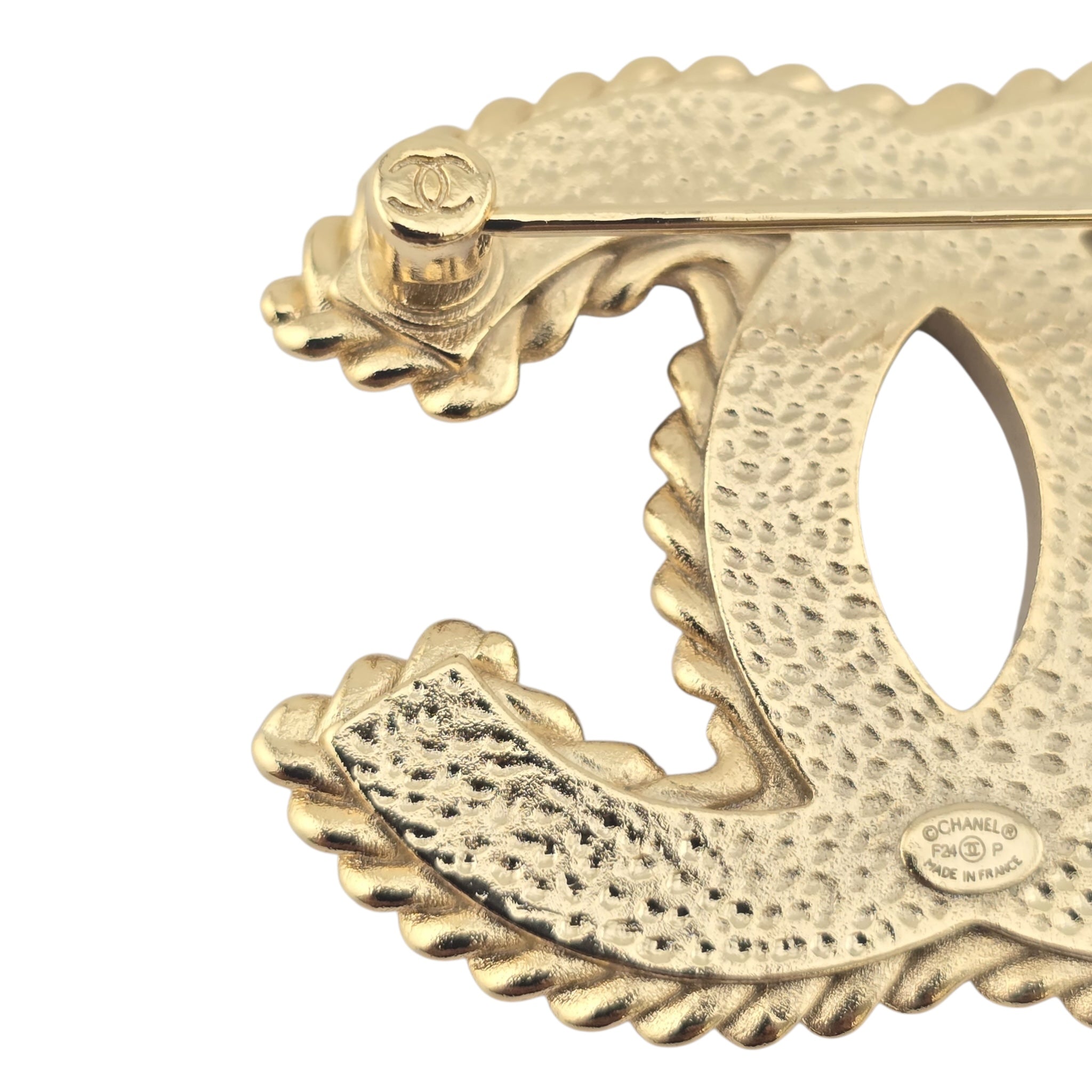 Chanel CC Black Enamel Gold Brooch 2024 CHANEL