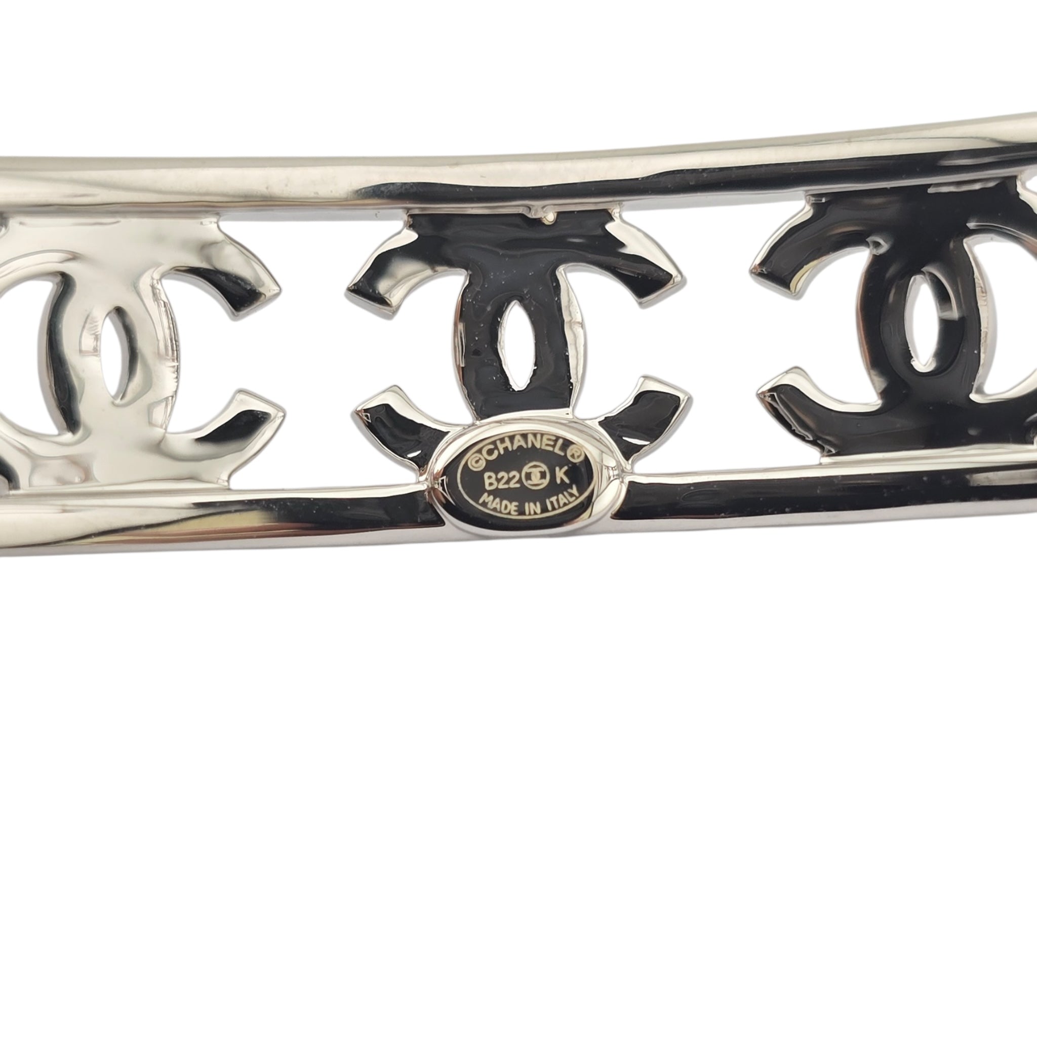 Chanel Crystal CC Silver Cuff Bracelet 2022 CHANEL