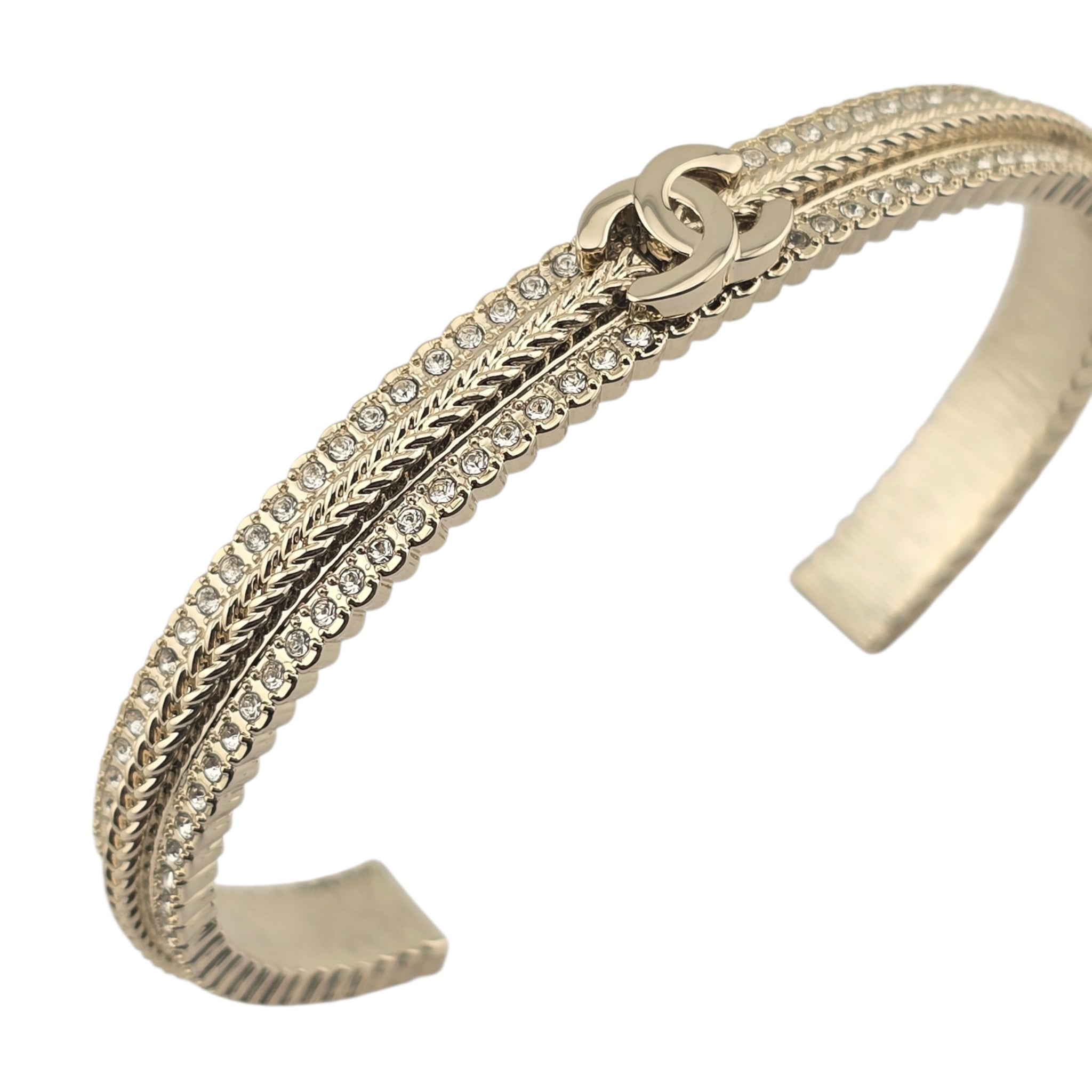 Chanel CC Crystal Gold Cuff Bracelet 2024 CHANEL