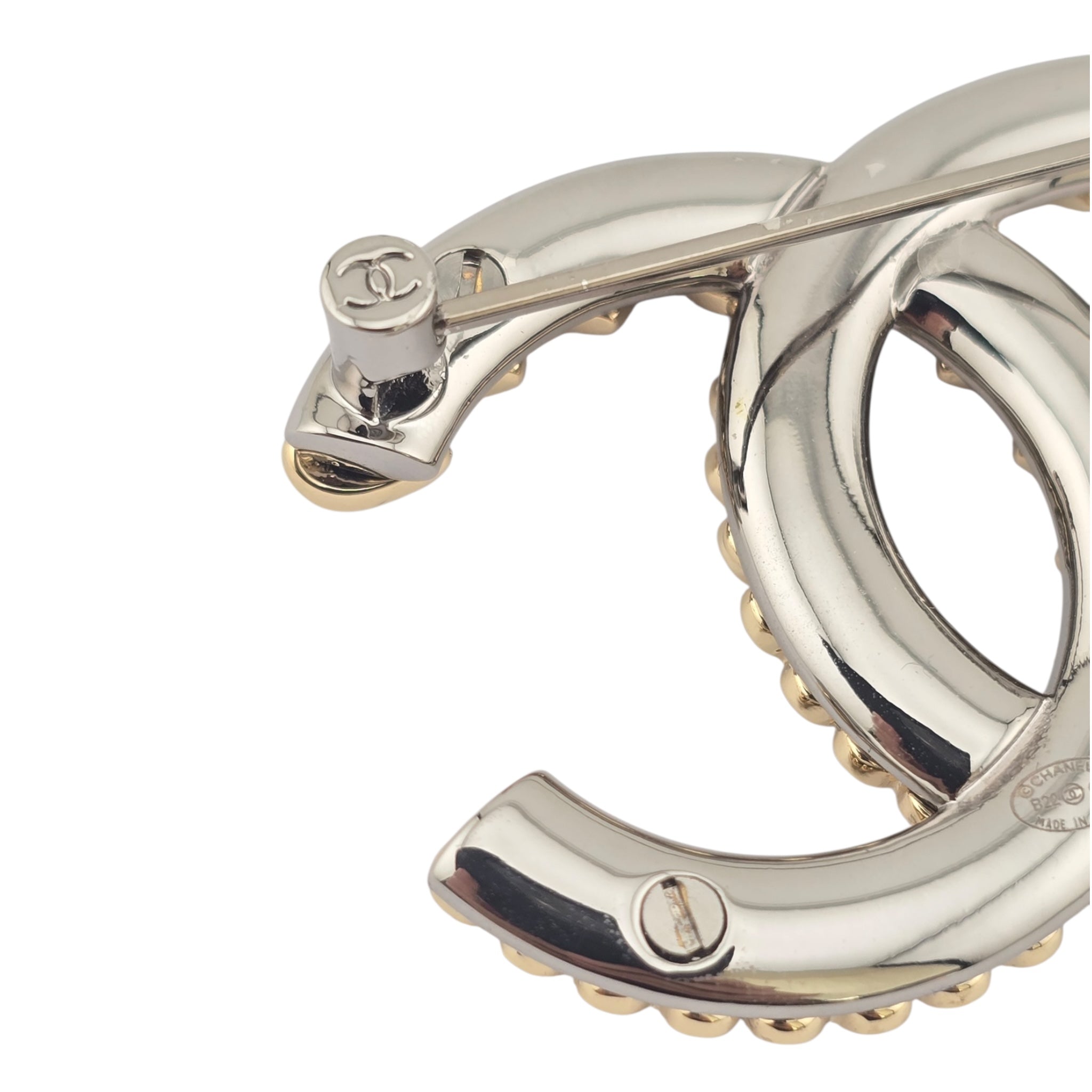 Chanel CC Gold Ruthenium Hearts Brooch 2022 CHANEL