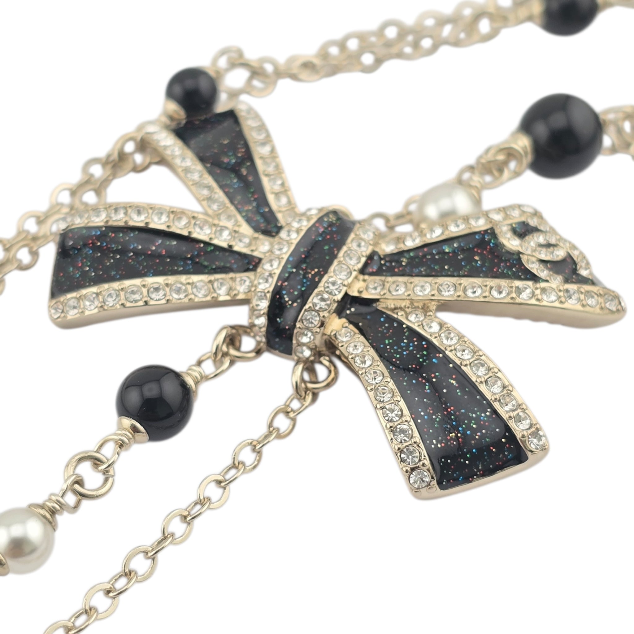 Chanel CC Gold Black Bow Necklace 2025 CHANEL