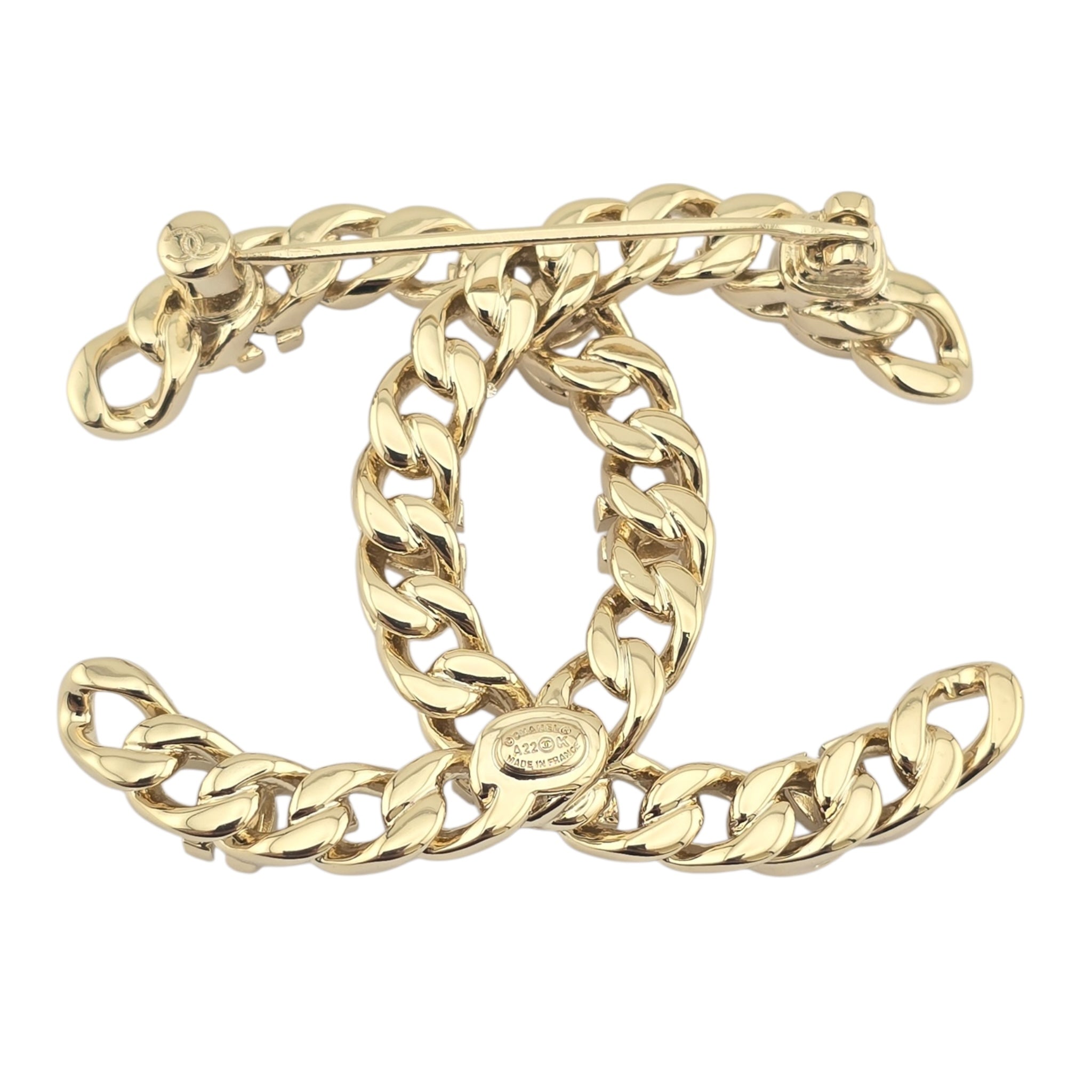 Chanel CC Crystal Gold Brooch 2022 CHANEL