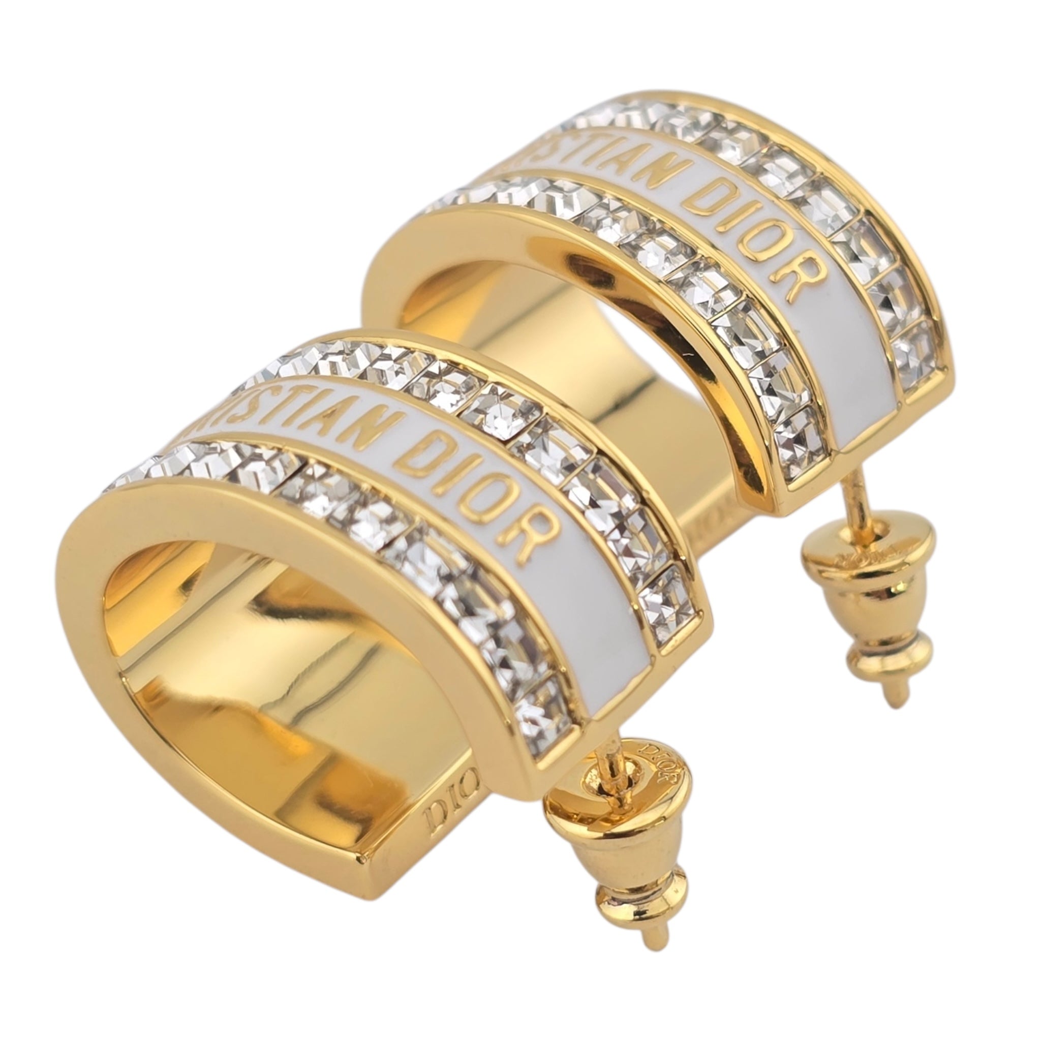 Christian Dior Night Code White Enamel Earrings DIOR