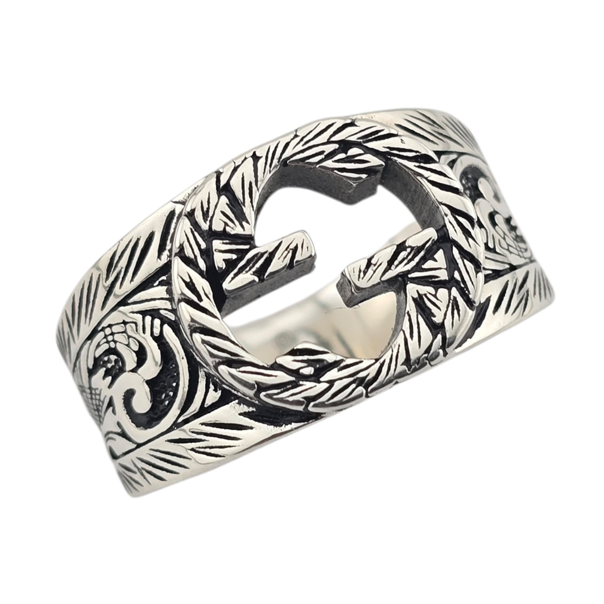 GUCCI Interlocking GG Paisley Silver Ring GUCCI
