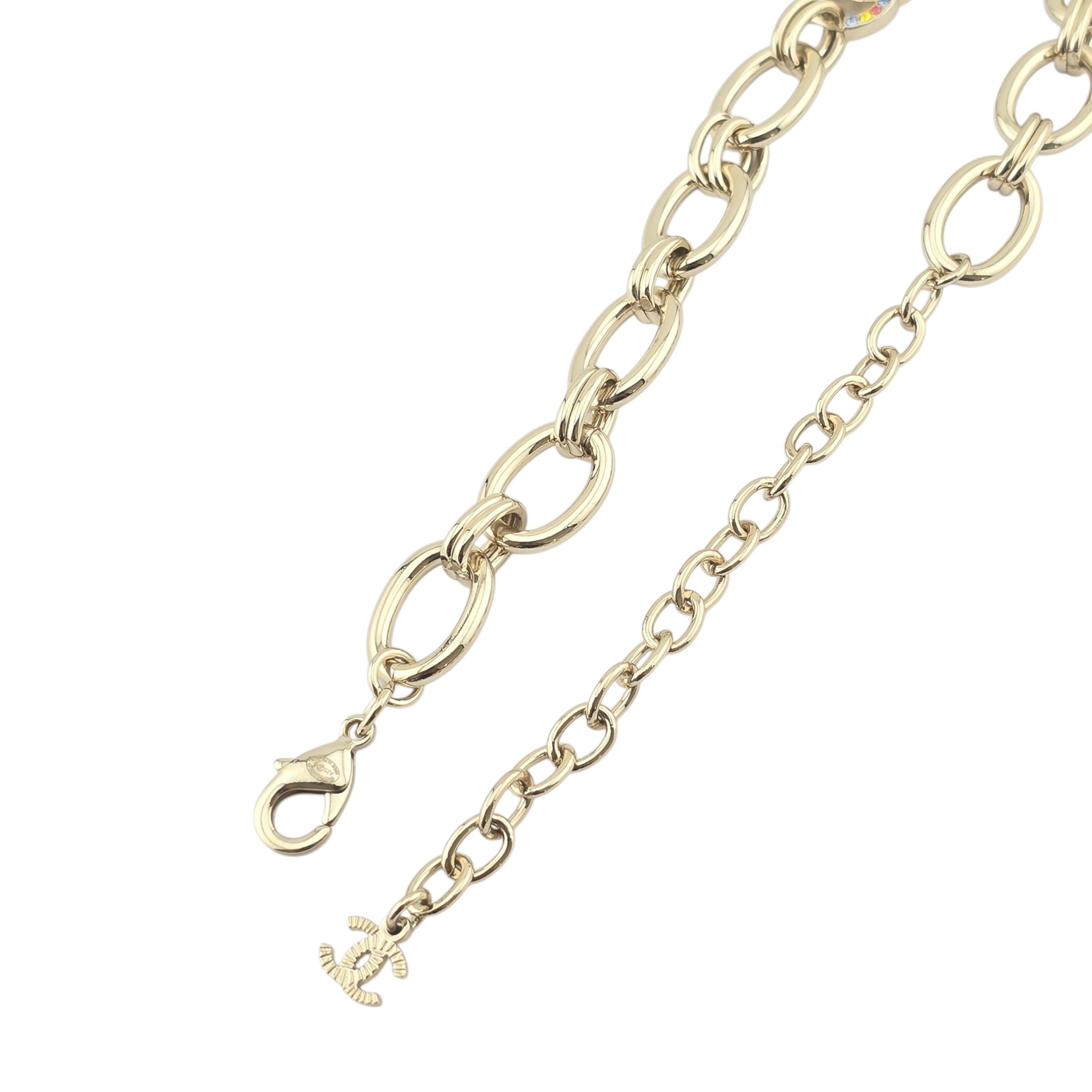 Chanel CC Multicoloured Crystal Pendant Choker Necklace 2023 CHANEL