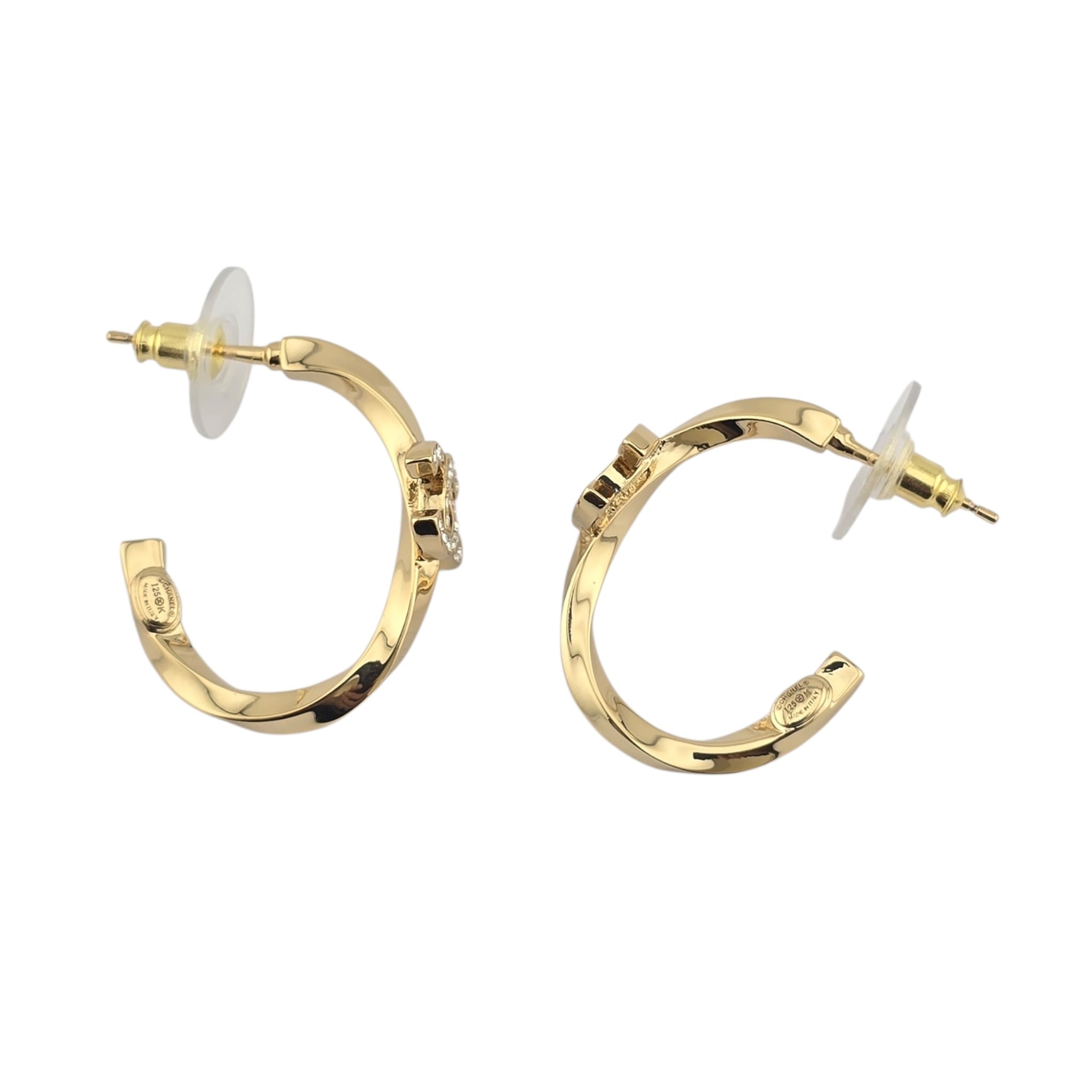 Chanel CC Gold Hoop Crystal Earrings 2025 CHANEL