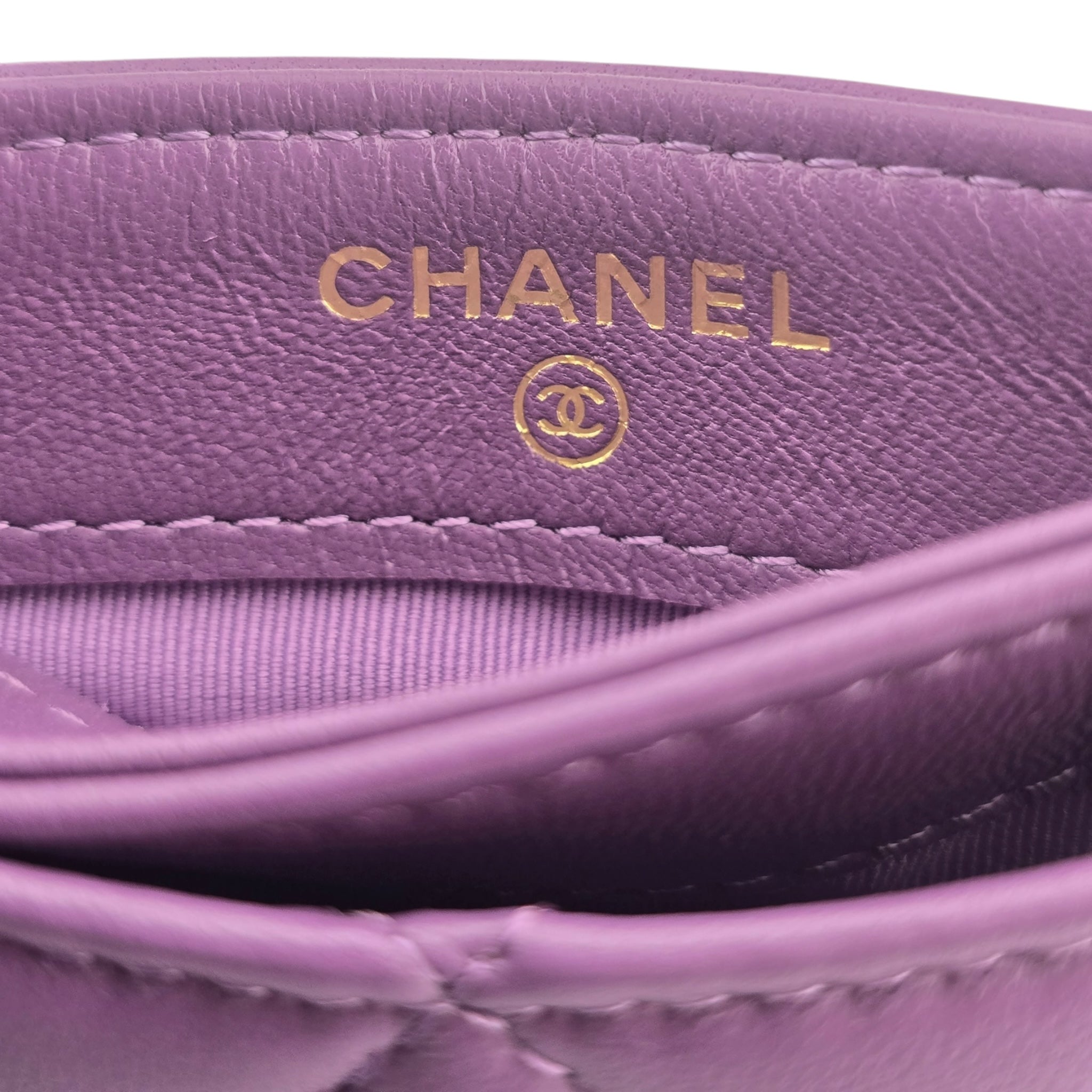 Chanel CC Lambskin Purple Classic Cardholder CHANEL