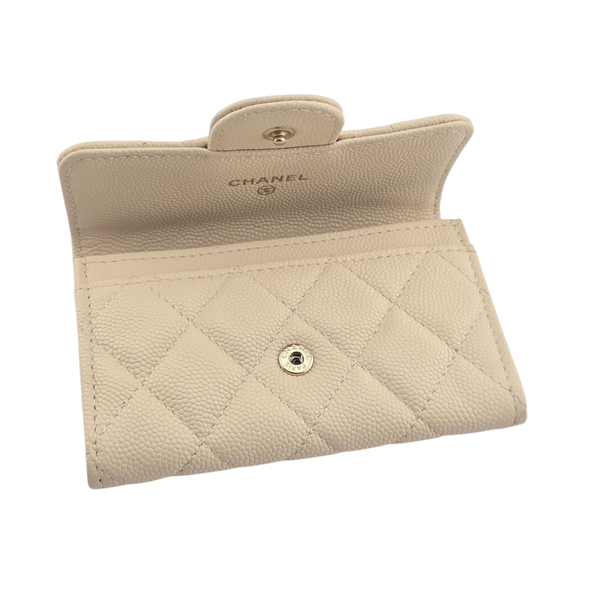 Chanel CC Caviar Beige Classic Flap Cardholder CHANEL