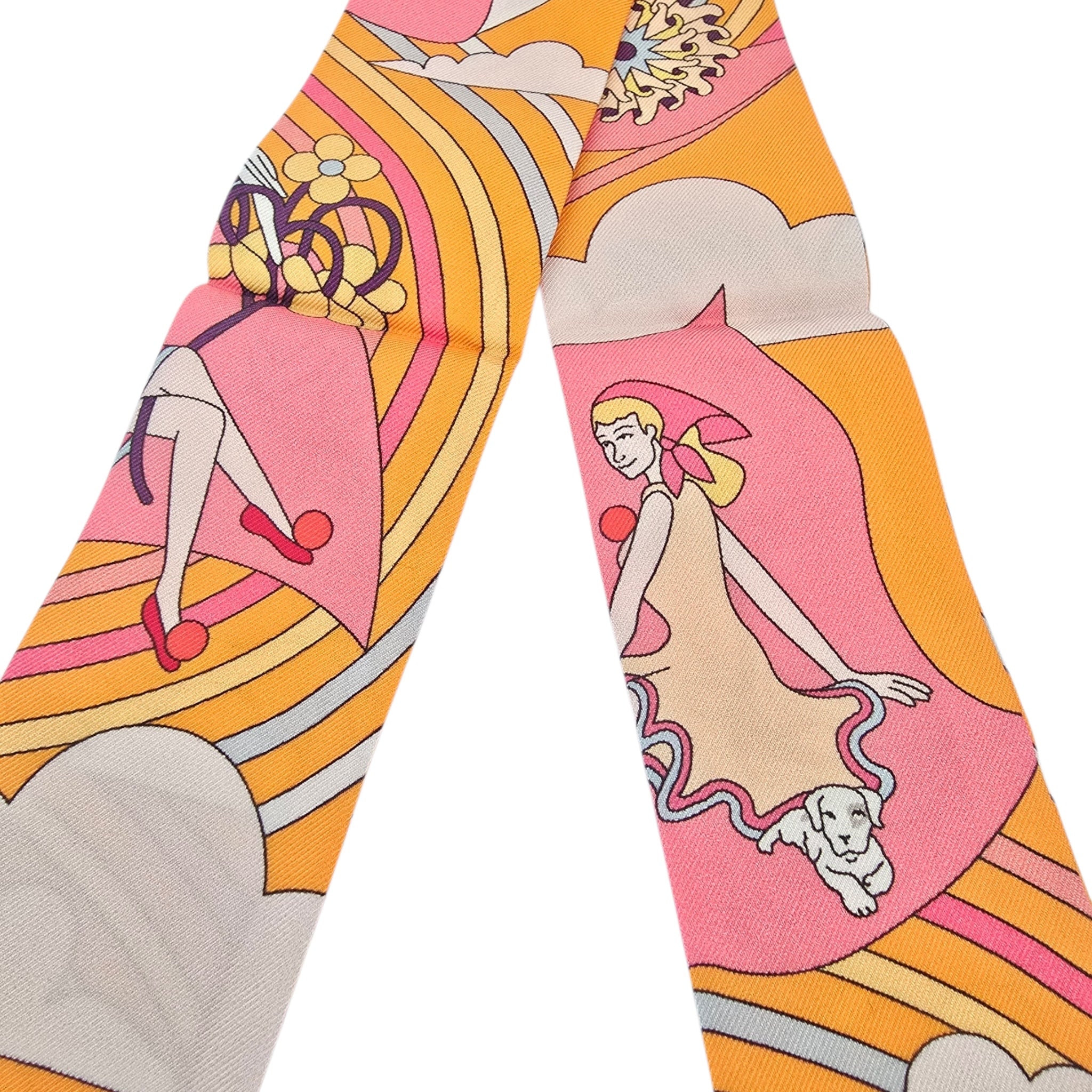 Hermes Silk Twilly Carres Volants Orange Silk HERMES