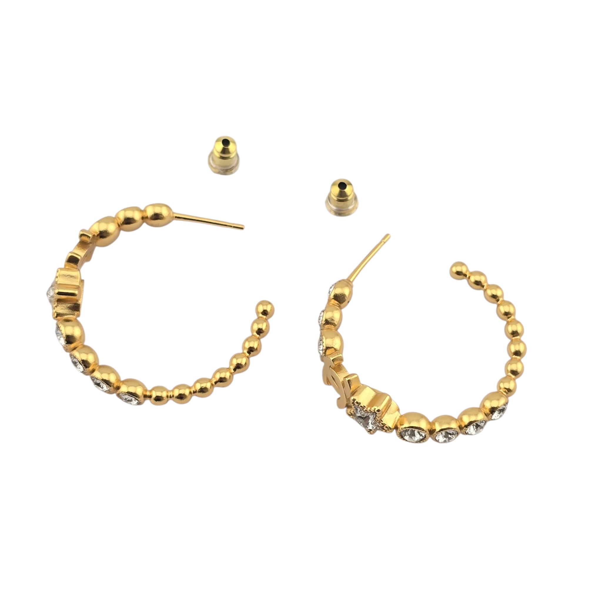 Chanel CC Gold Hoop Star Crystal Earrings 2024 CHANEL