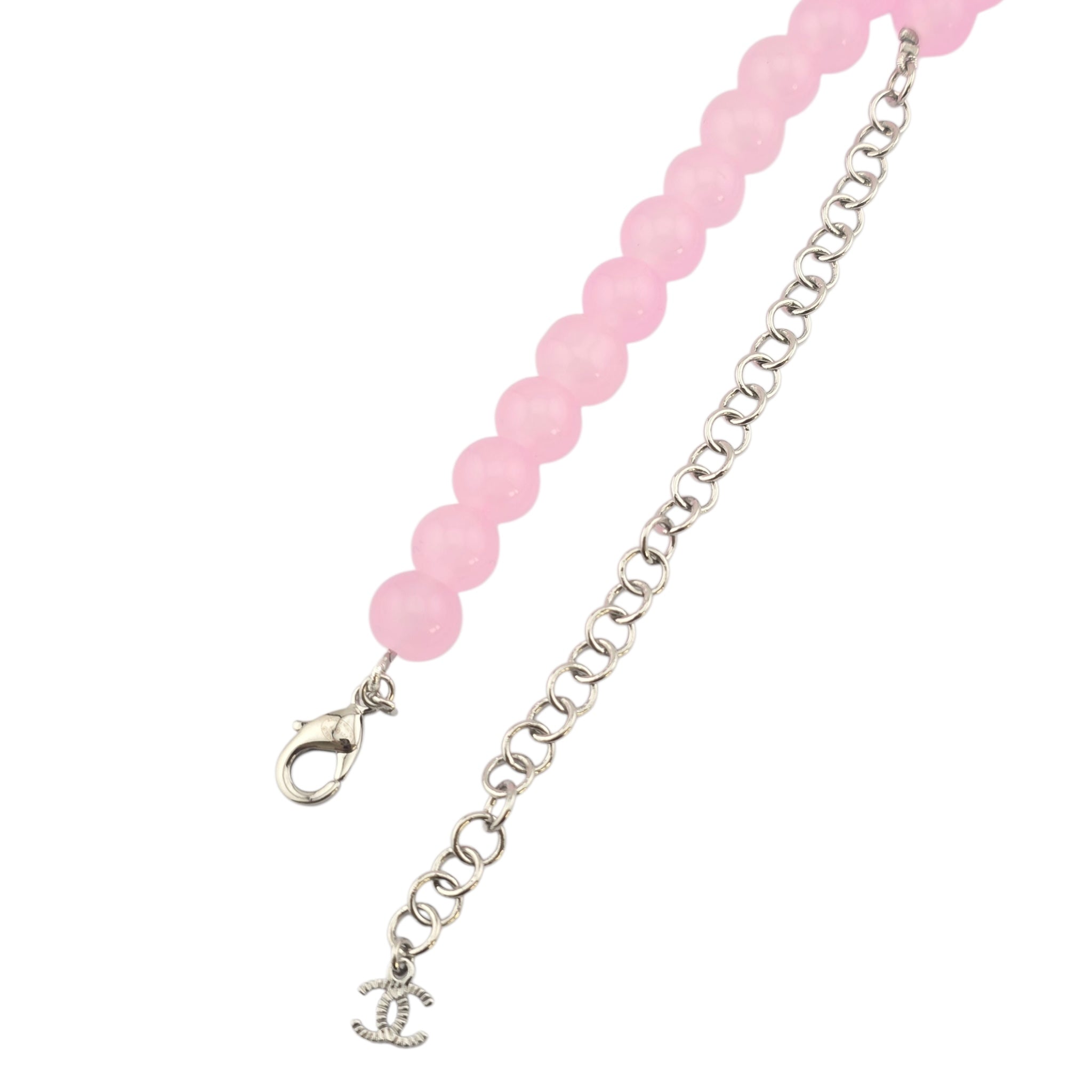 Chanel CC Pink Bead Crystal Long Necklace 2025 CHANEL