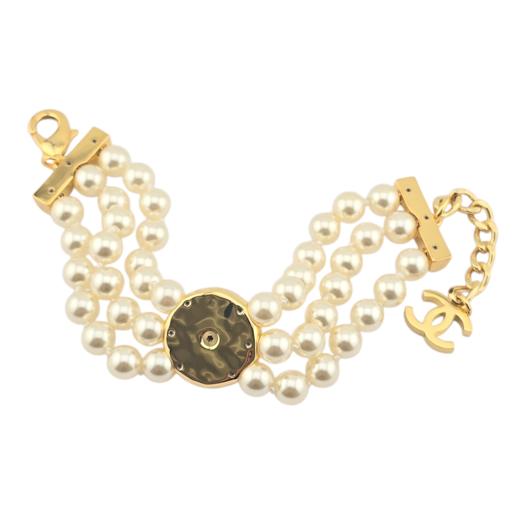 Chanel CC Faux Pearl Turnlock Bracelet 2024 CHANEL