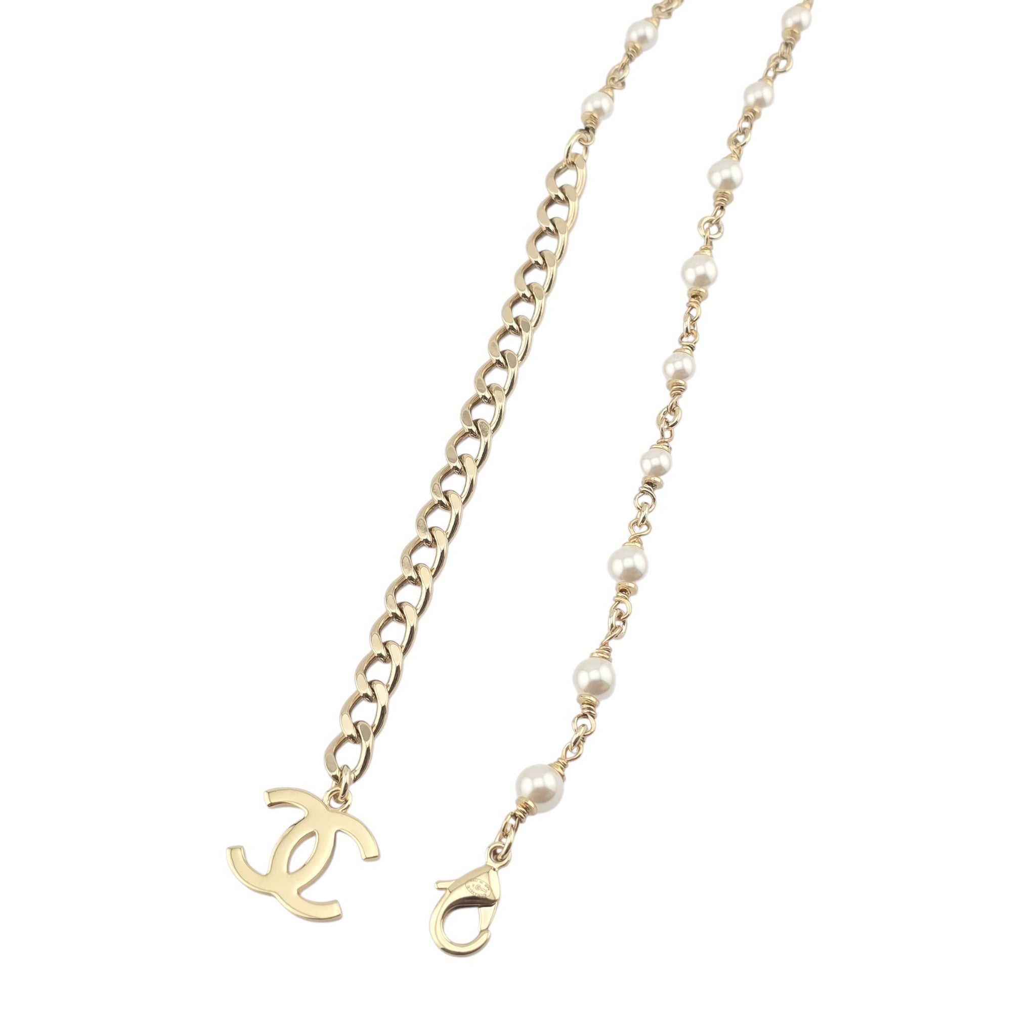 Chanel CC Gold Faux Pearl Pendant Necklace 2025