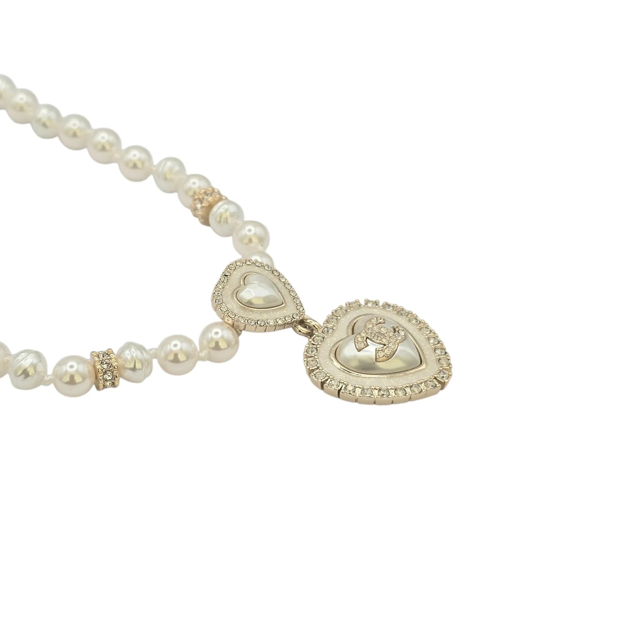 Chanel CC Heart Faux Pearl Choker Necklace 2024 CHANEL