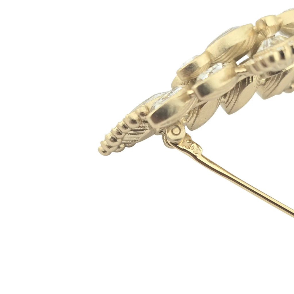 Chanel CC Gold Crystal Leaf Brooch 2024 CHANEL
