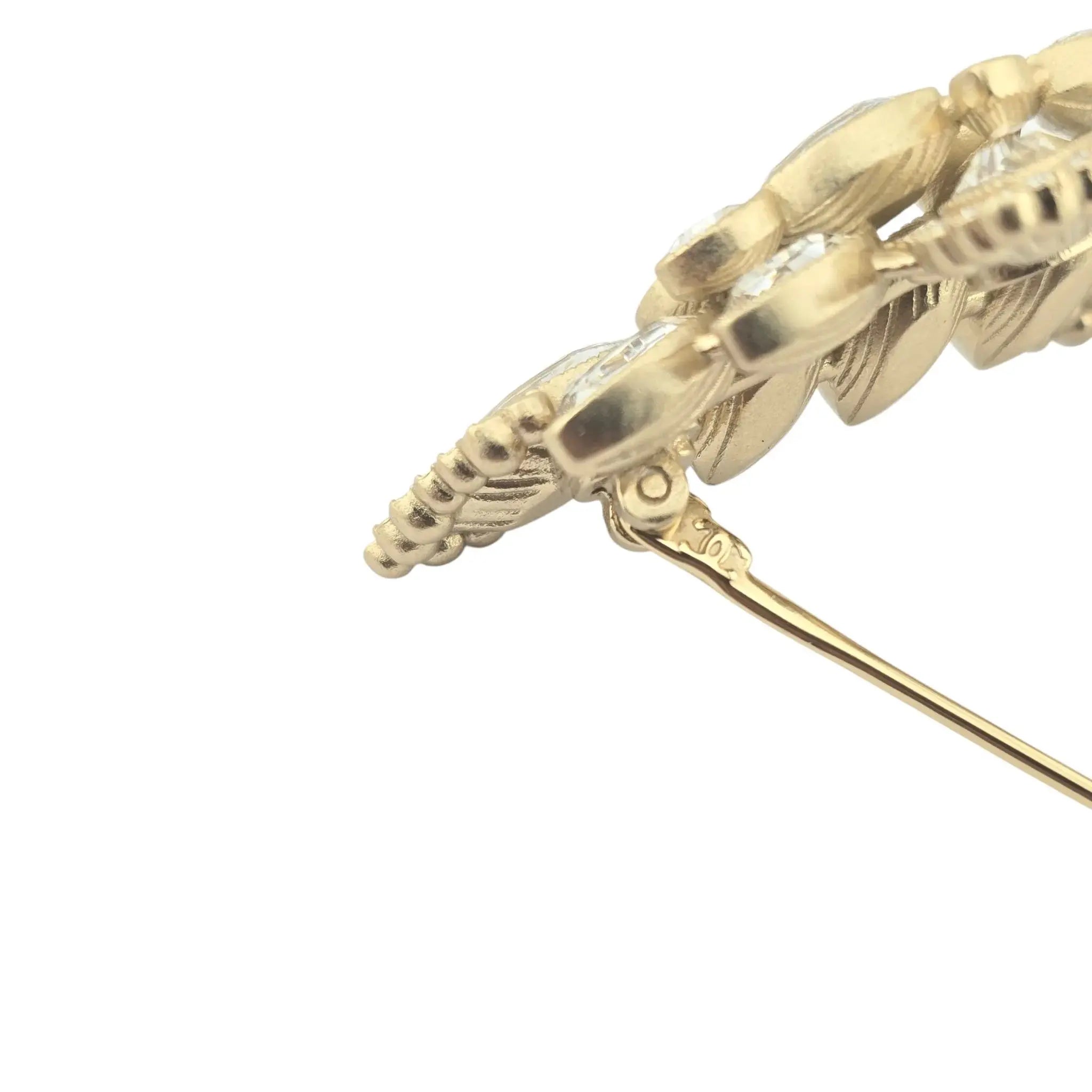 Chanel CC Gold Crystal Leaf Brooch 2024 CHANEL