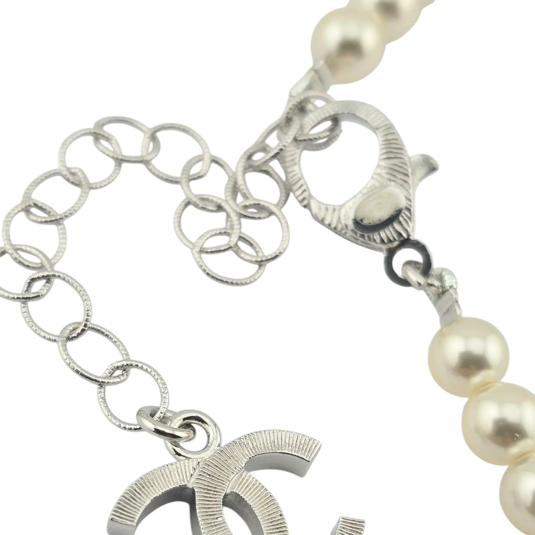Chanel Pearl Necklace with Crystal CC Logo and Floral Detail 2024 CHANEL