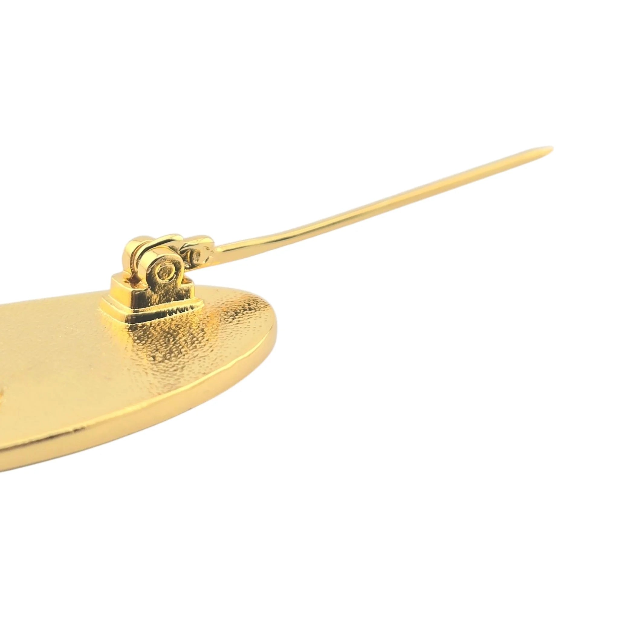 Chanel CC Gold/Black Enamel Logo Engraved Brooch 2024 CHANEL
