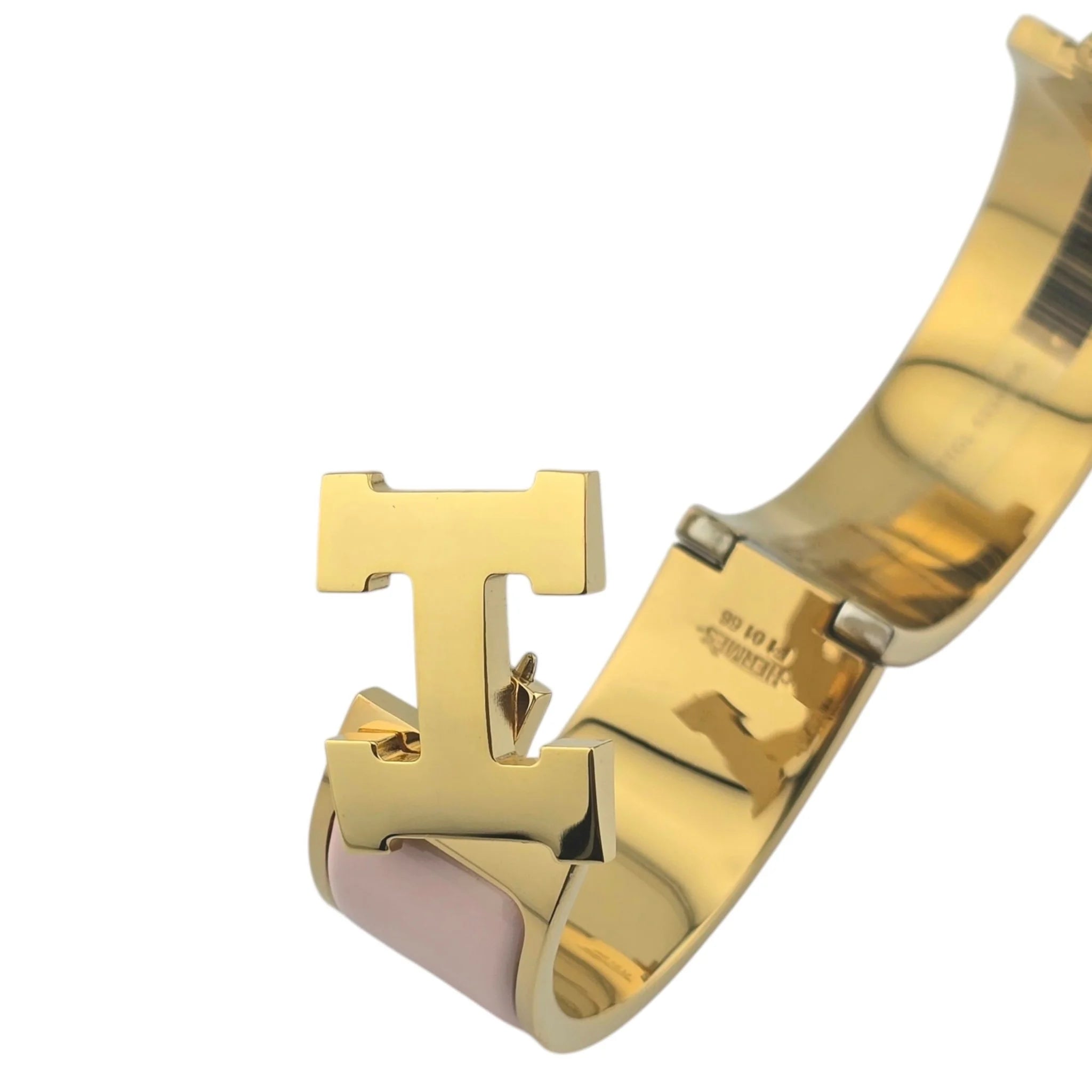Hermès Clic Clac H Bracelet (Pink) Rose Candeur Gold GM HERMES