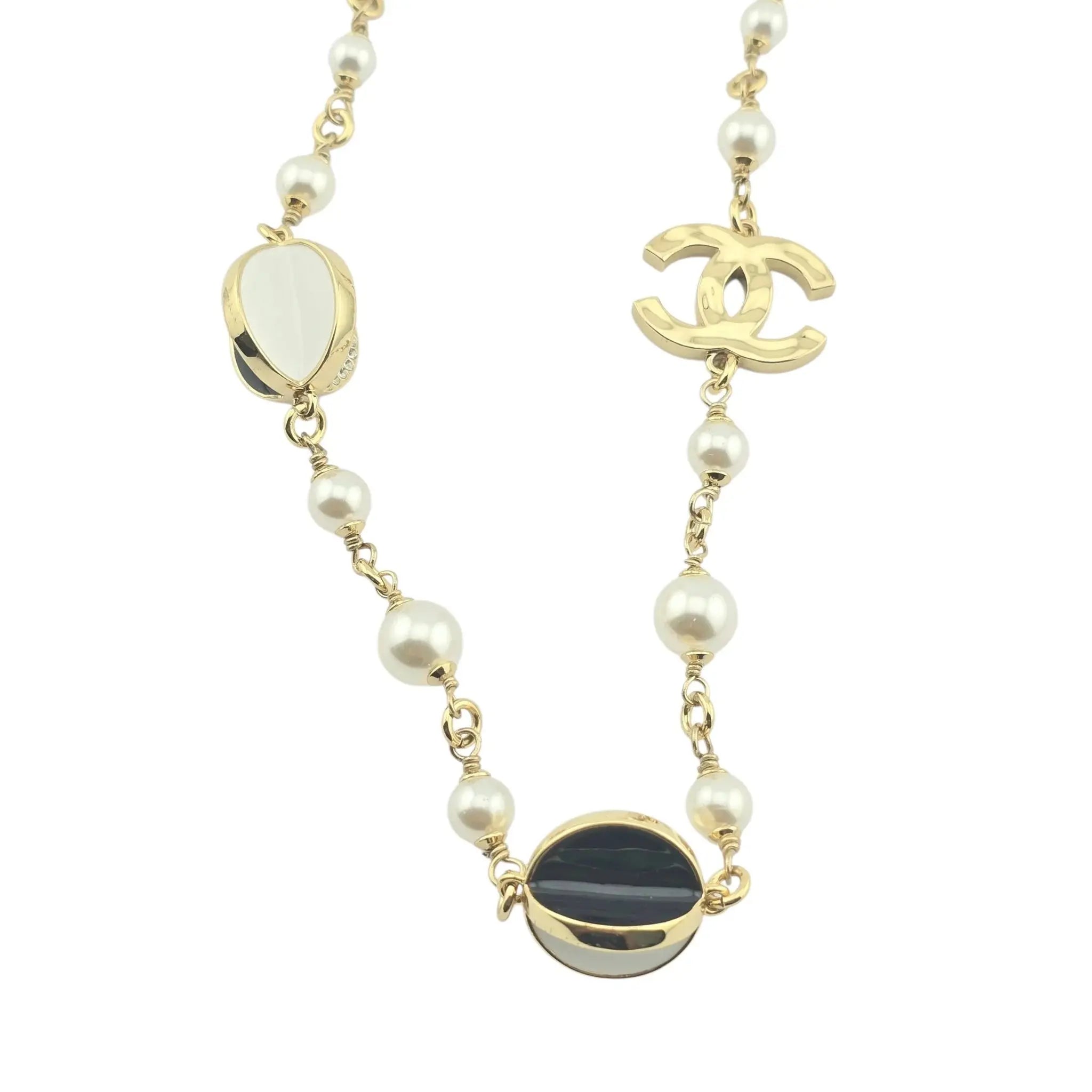 Chanel CC Gold Crystal Enamel Necklace 2024 CHANEL
