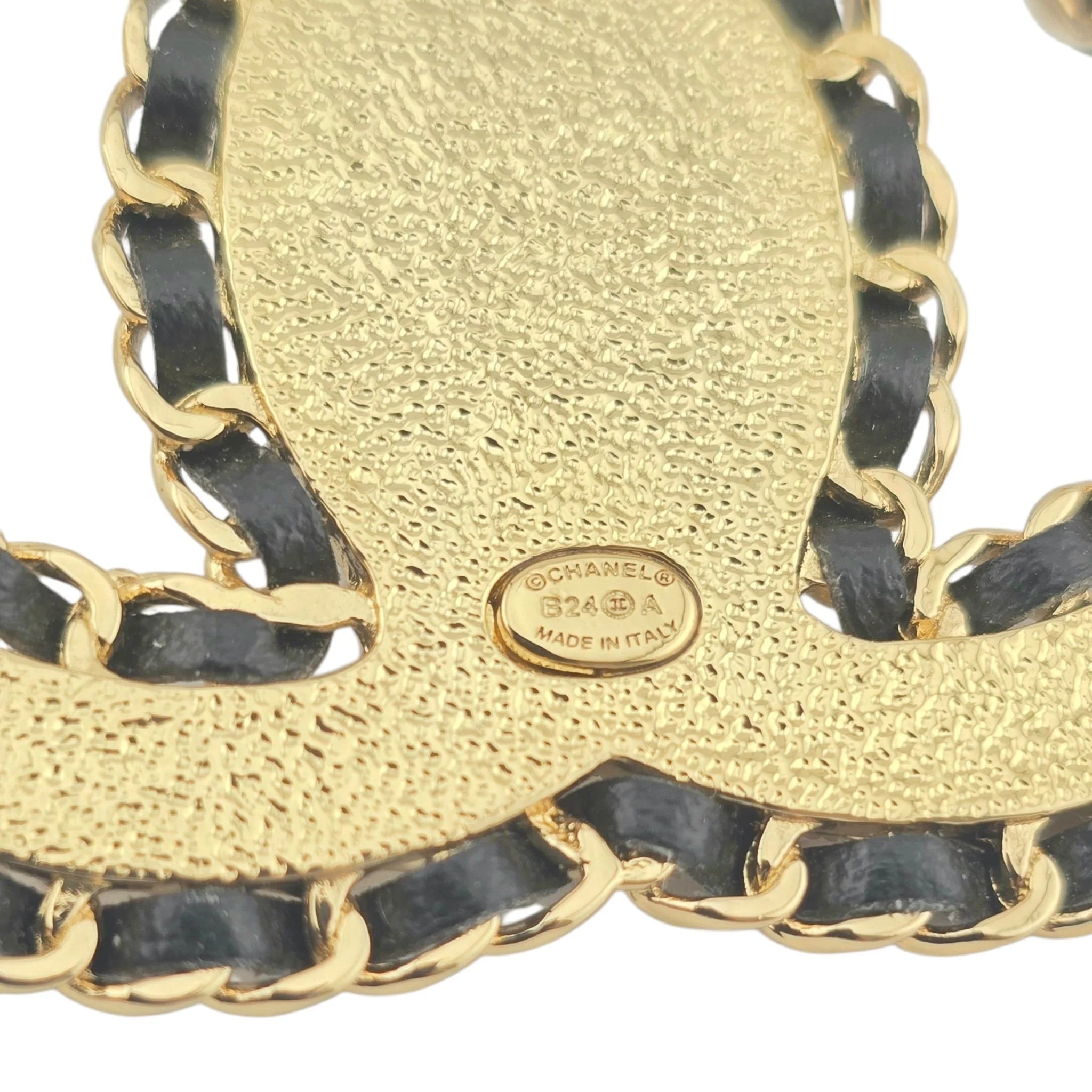Chanel CC Gold Leather Brooch 2024 CHANEL