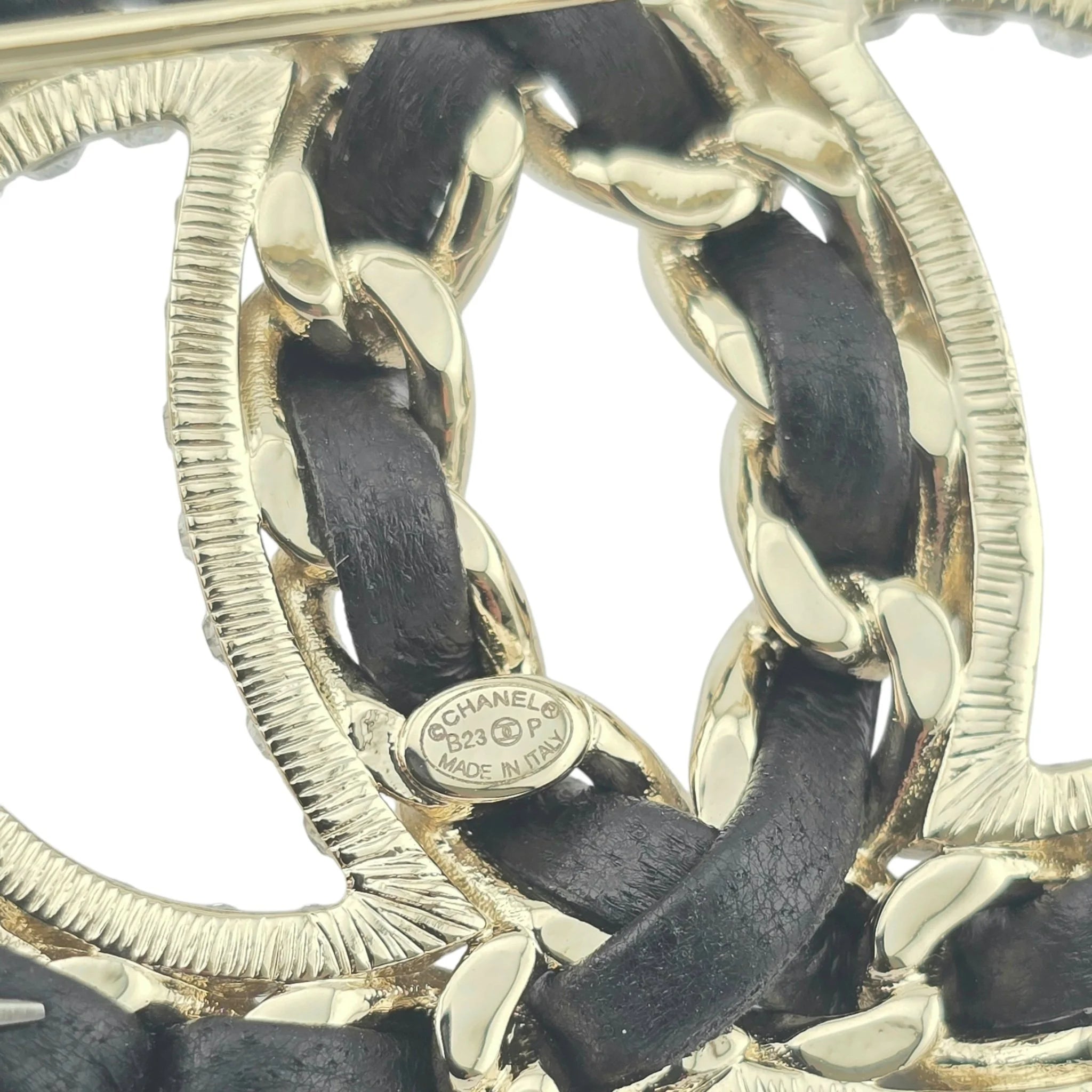 Chanel CC Crystal Leather Brooch 2023 CHANEL
