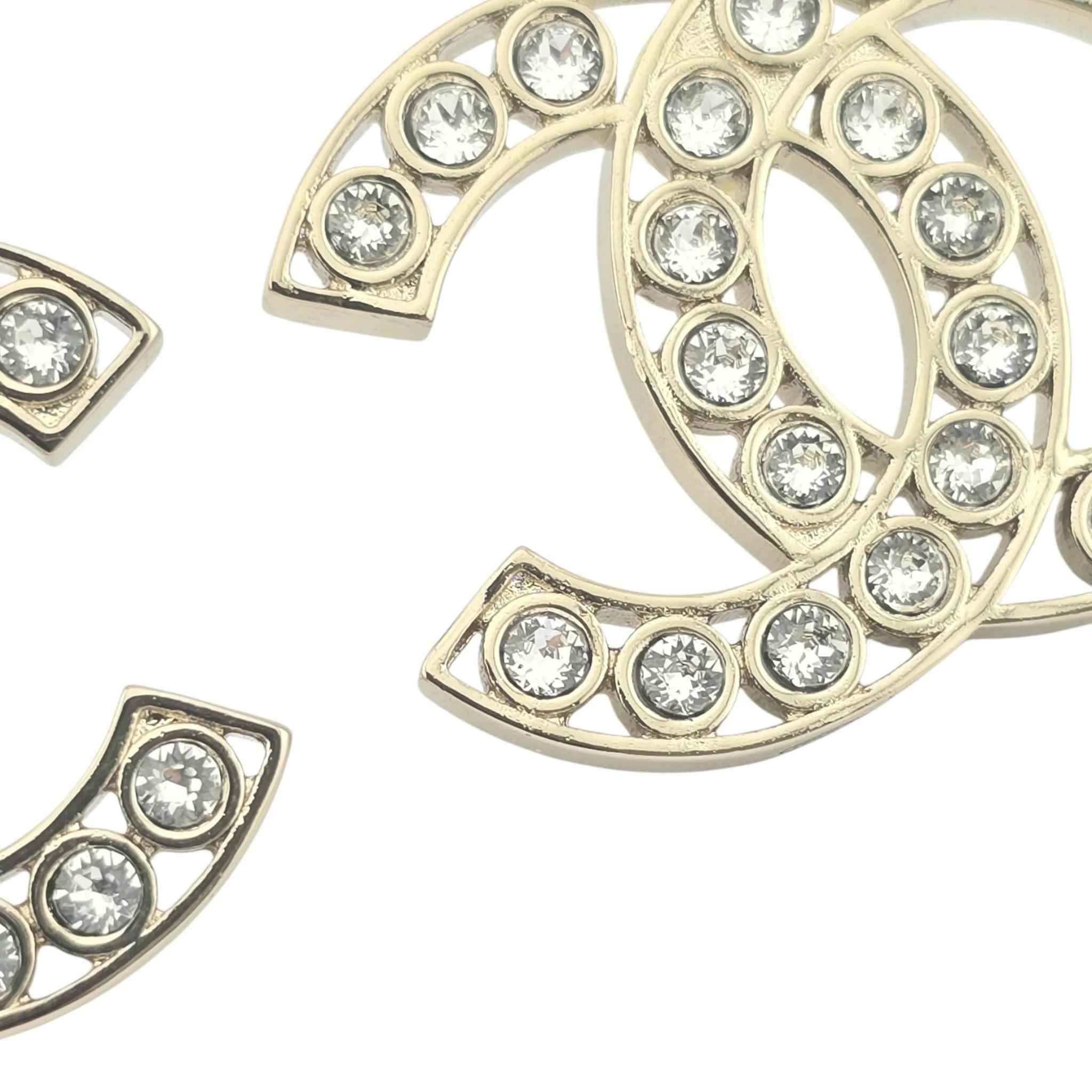 Chanel CC 23S Gold Crystal Stud Earrings CHANEL