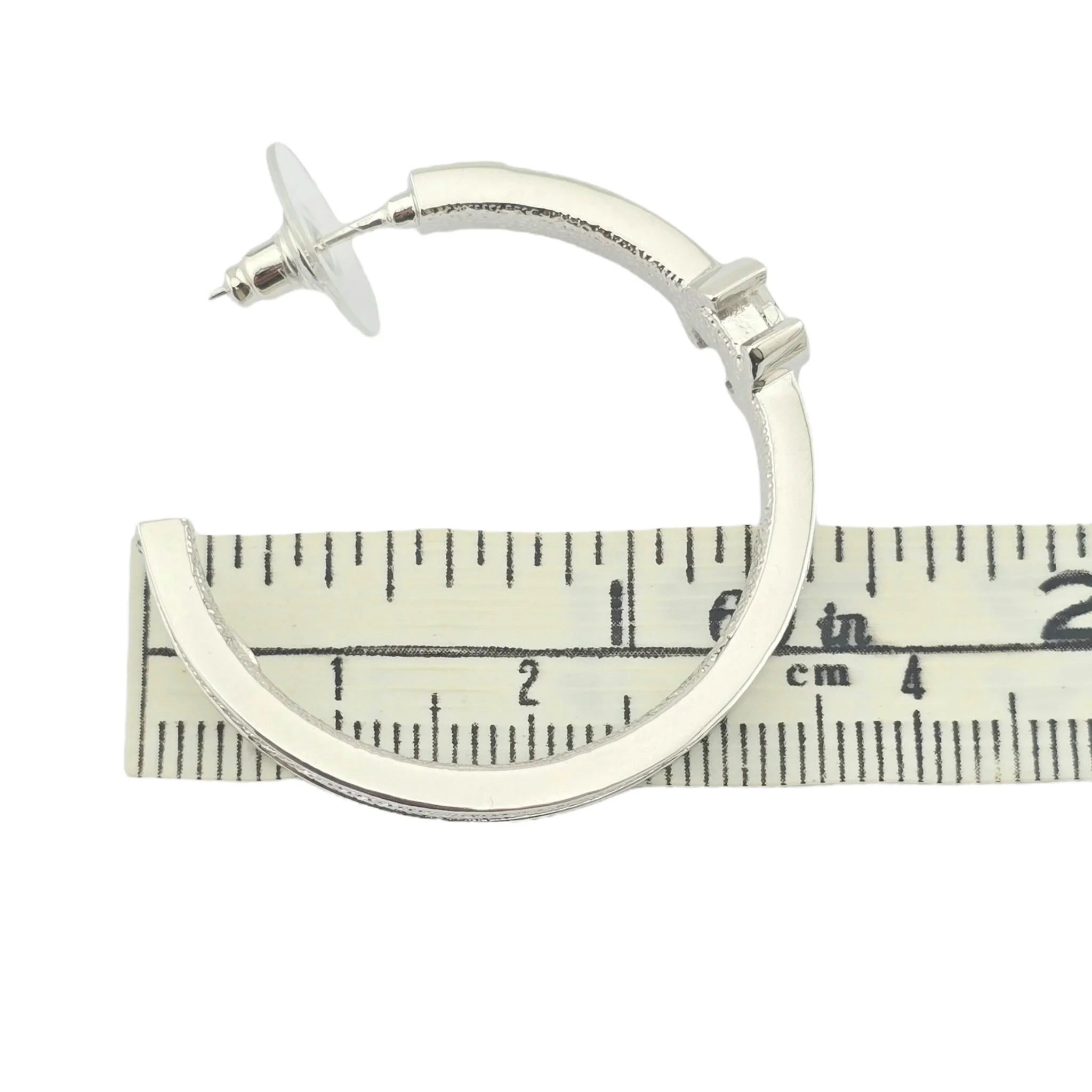 Chanel CC Silver Hoop Earrings 2024 CHANEL