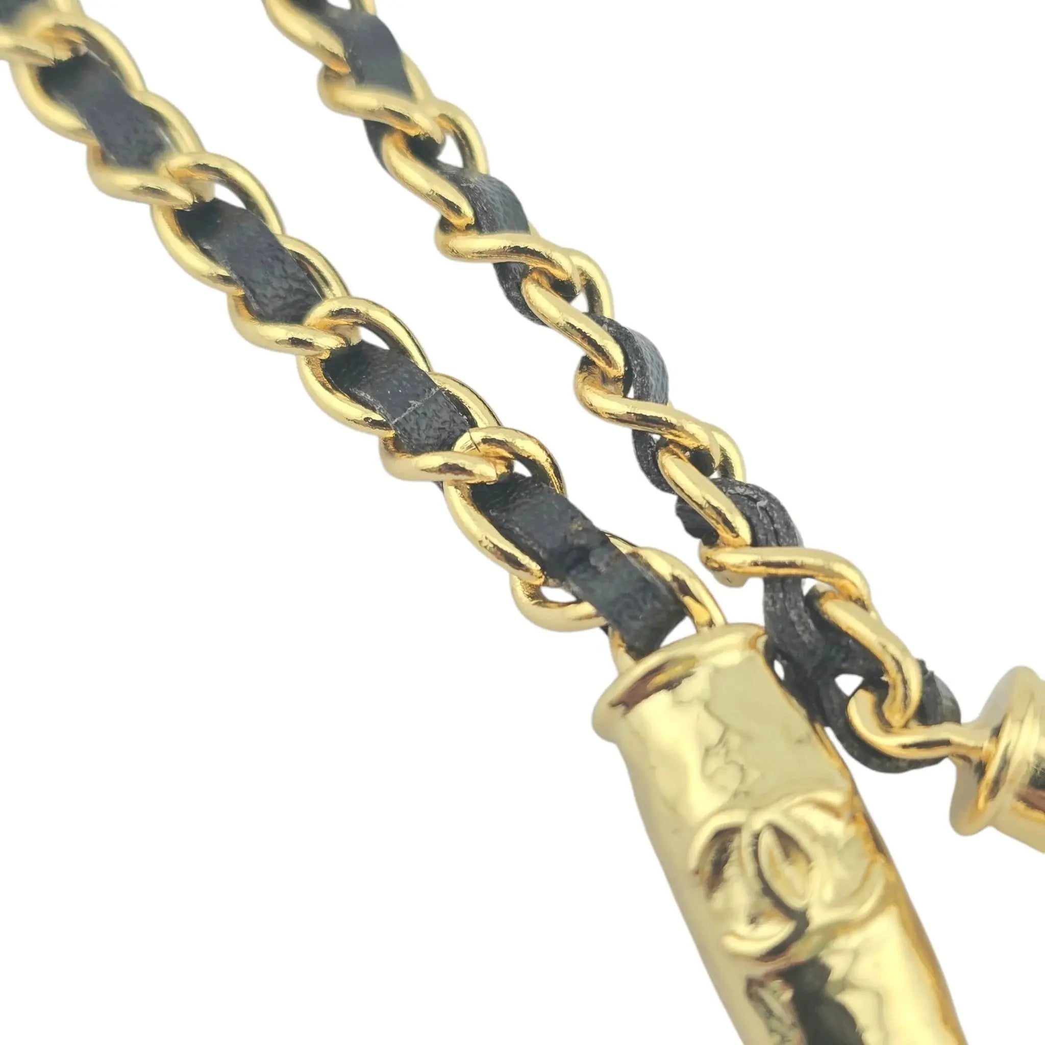 Chanel CC Faux Pearl Leather Gold Choker Necklace 2023 CHANEL