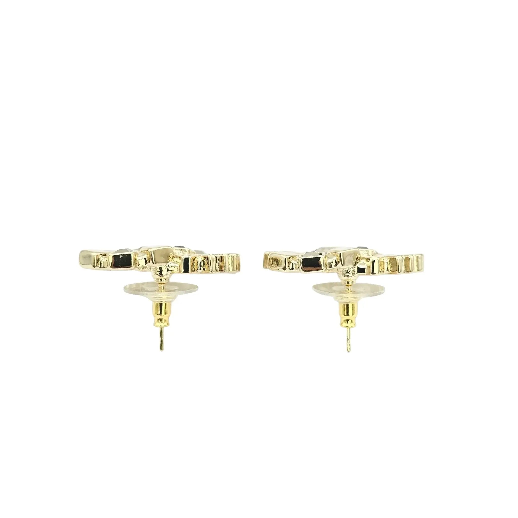Chanel CC Gold Baguette Crystal Stud Earrings 2024 CHANEL